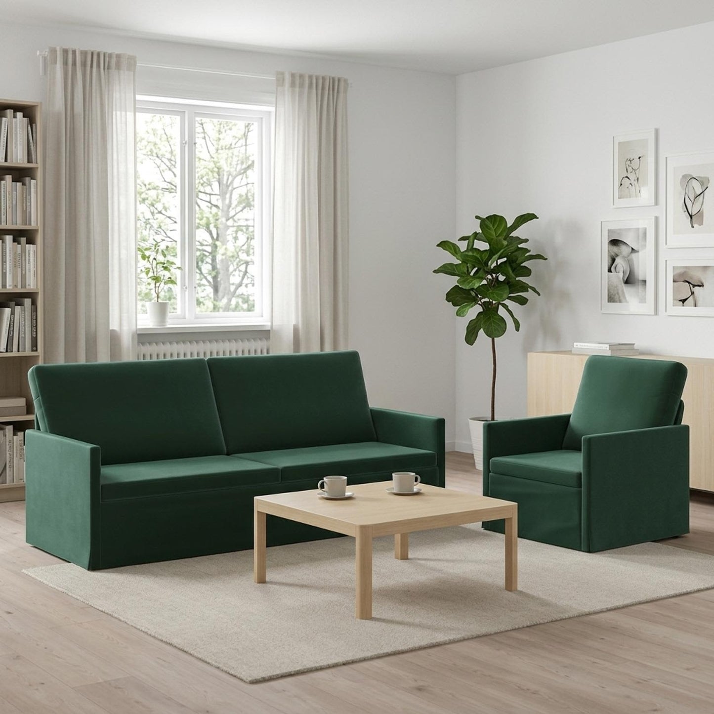 vidaXL Σετ Καναπέ 2 pcs Σκούρο Πράσινο Βελούδο