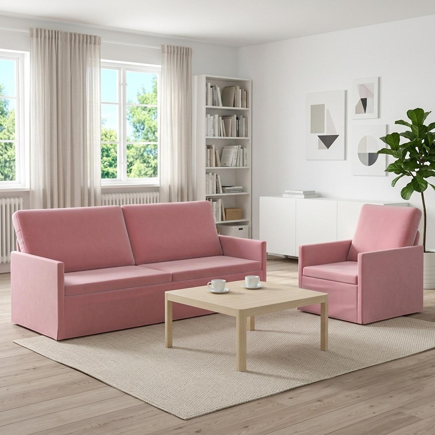 vidaXL Σετ Καναπέ 2 pcs Ροζ Βελούδο