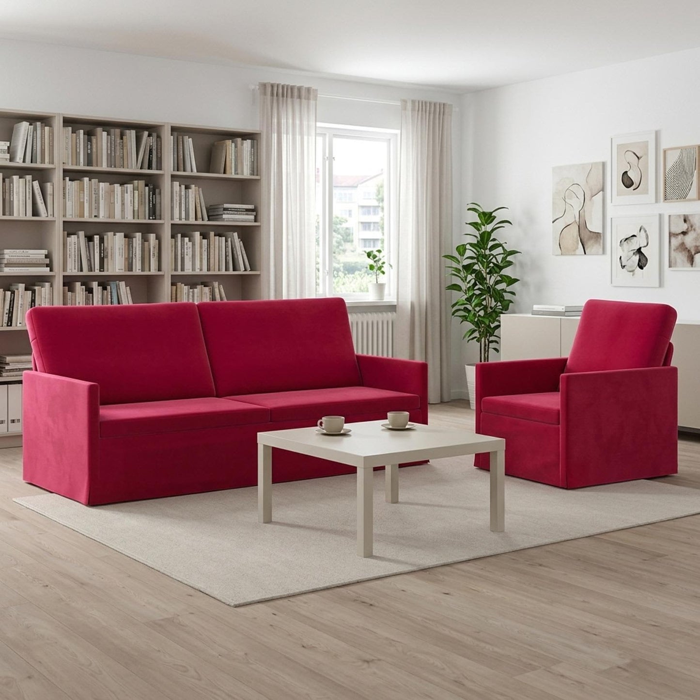 vidaXL Σετ Καναπέ 2 pcs Κόκκινο Βελούδο