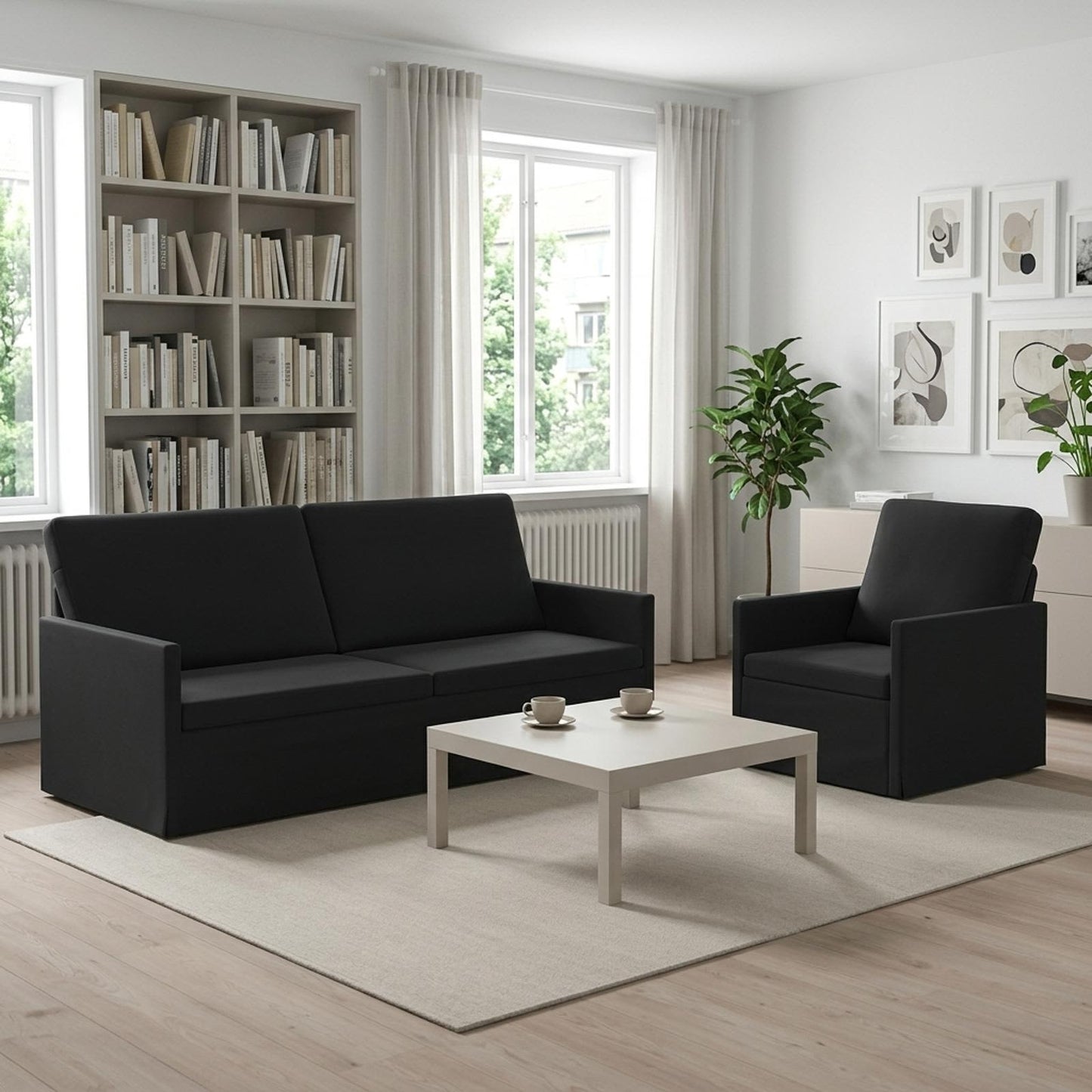 vidaXL Σετ Καναπέ 2 pcs Μαύρο Βελούδο