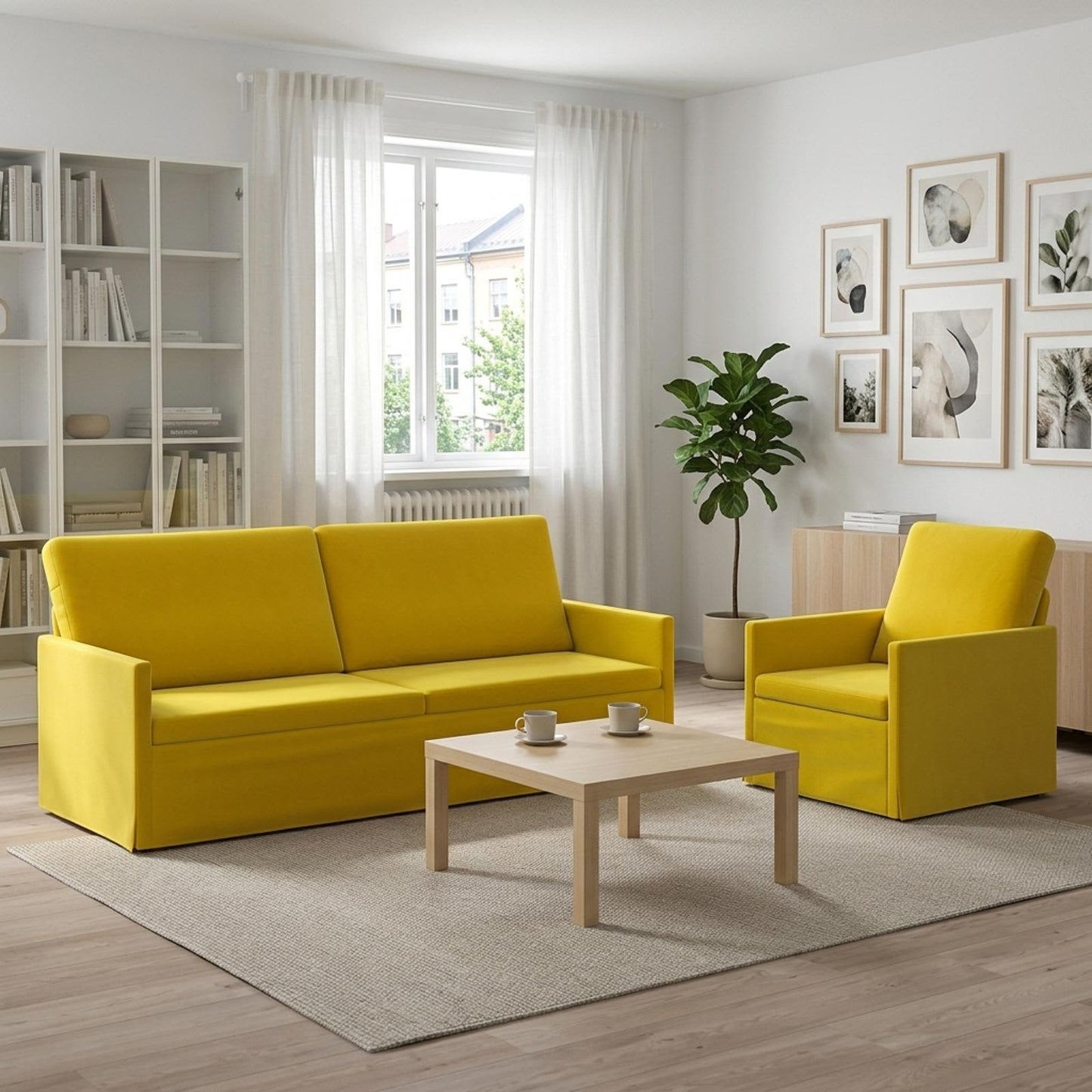 vidaXL Σετ Καναπέ 2 pcs Κίτρινο Βελούδο