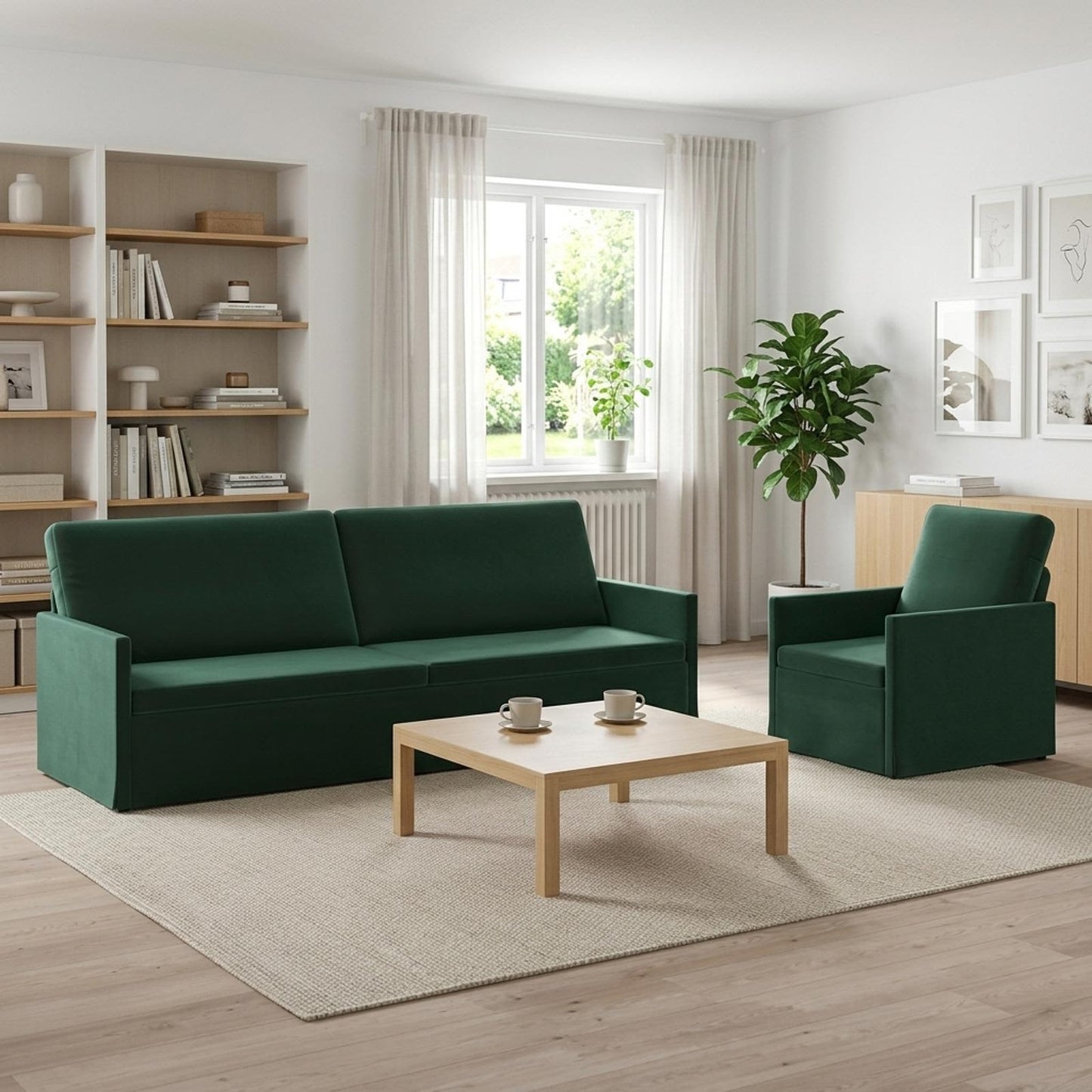 vidaXL Σετ Καναπέ 2 pcs Σκούρο Πράσινο Βελούδο
