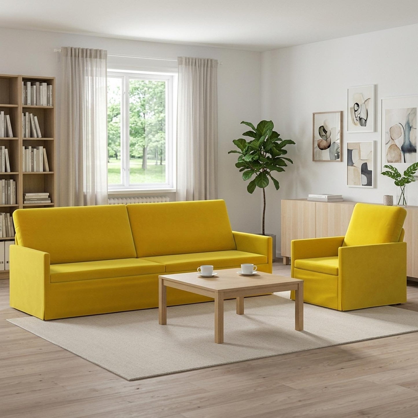 vidaXL Σετ Καναπέ 2 pcs Κίτρινο Βελούδο