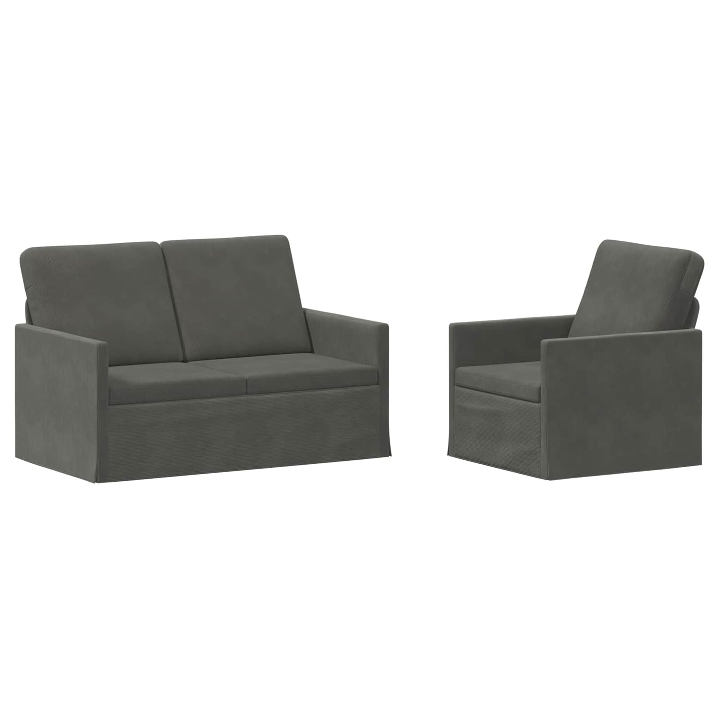 vidaXL Σετ Καναπέ 2 pcs Σκούρο Γκρι Υφασμάτινο Κορντουρά
