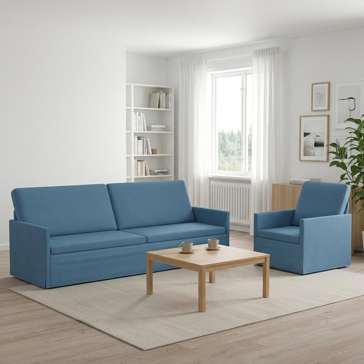 vidaXL Σετ Καναπέ 2 pcs Μπλε Υφασμάτινο Κορντουρά