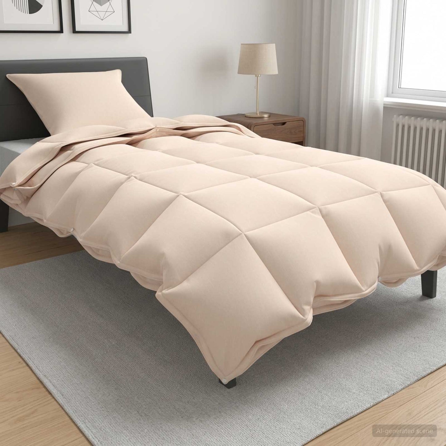 vidaXL Σετ Παπλωμάτων Μπεζ 155 x 200 εκ. Βαμβάκι, Καπόκ, Πολυεστέρας