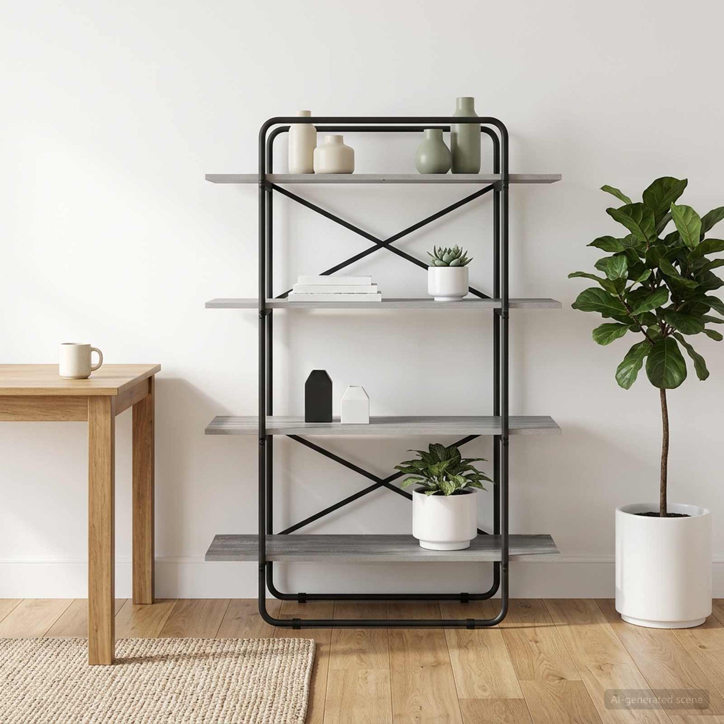 vidaXL Ράφι Βιβλίων 4 επίπεδα 100 x 35 x 140 εκ. PB Γκρι Sonoma