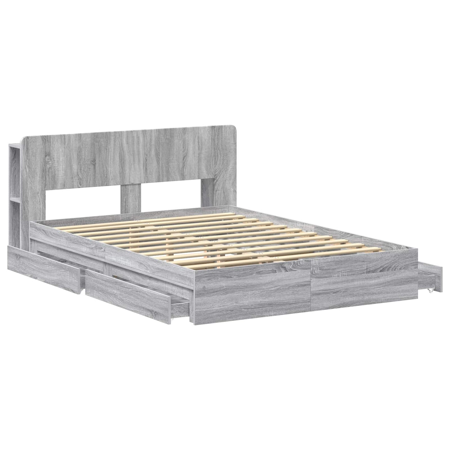 vidaXL Σκελετός κρεβατιού με αποθήκευση Γκρι Sonoma 140 x 200 cm
