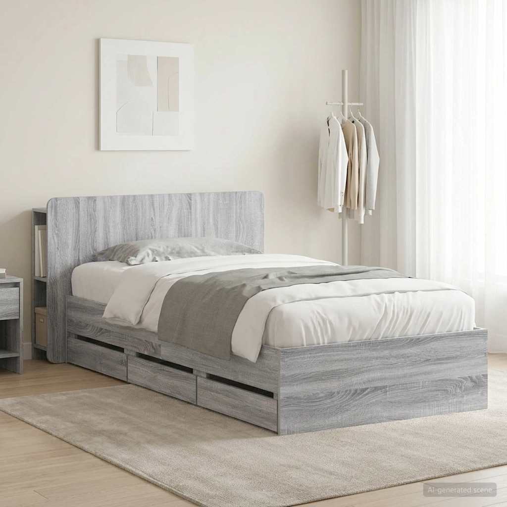 vidaXL Καλάθι με αποθήκη και κεφαλάρι Γκρι Sonoma 75 x 190 cm