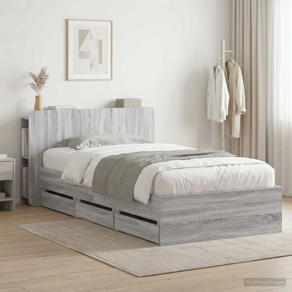 vidaXL Καλάθι με αποθήκη και κεφαλάρι Γκρι Sonoma 80 x 200 cm
