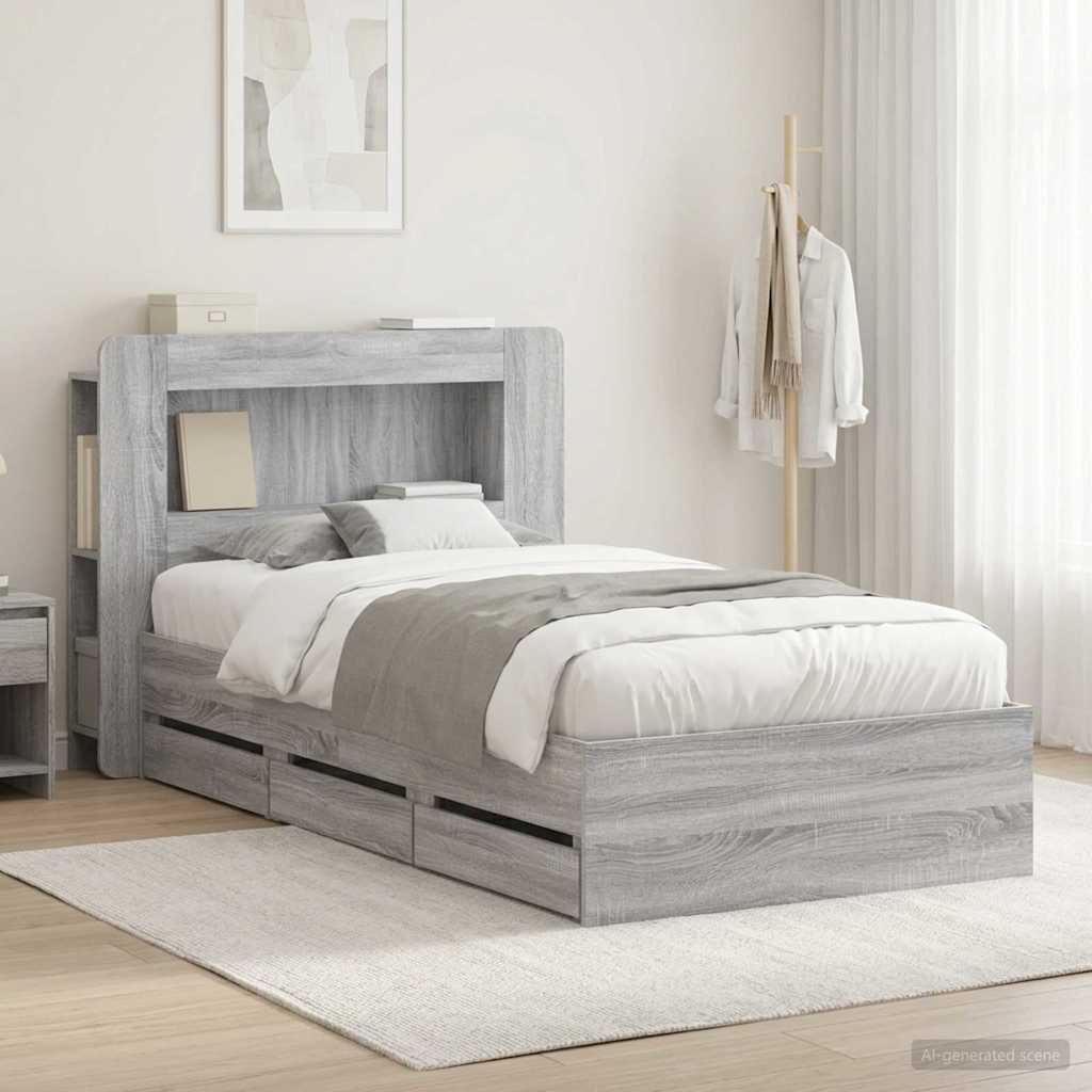 vidaXL Καλάθι με αποθήκη και κεφαλάρι Γκρι Sonoma 90 x 190 cm