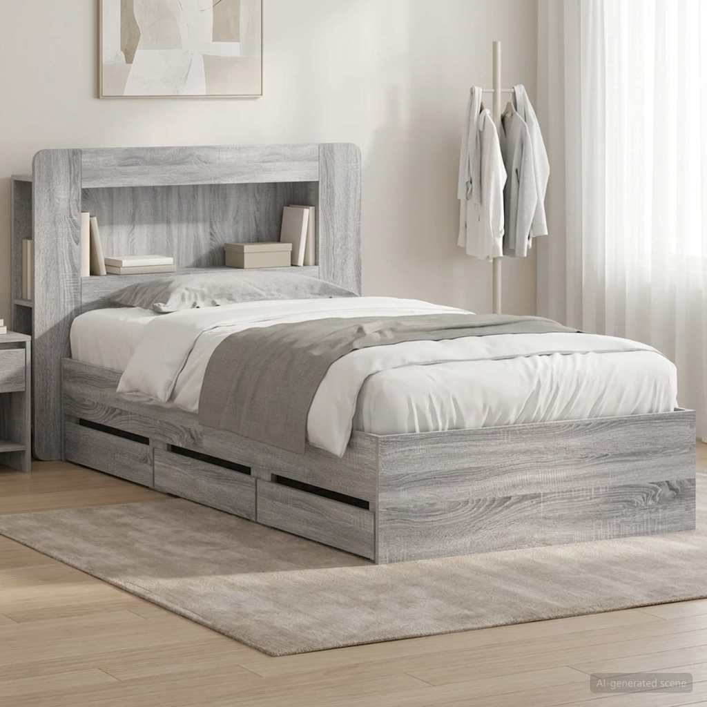vidaXL Καλάθι με αποθήκη και κεφαλάρι Γκρι Sonoma 90 x 200 cm