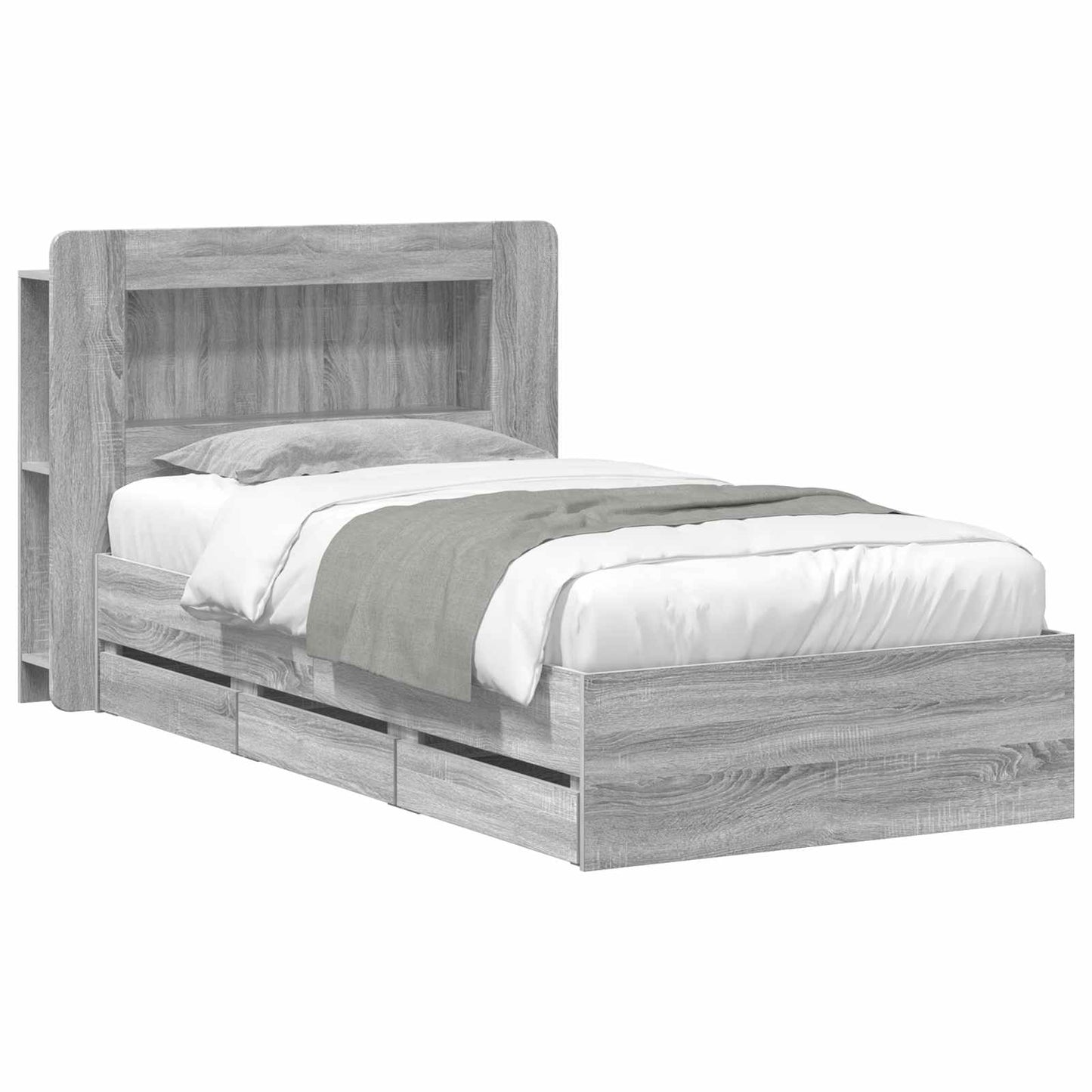 vidaXL Καλάθι με αποθήκη και κεφαλάρι Γκρι Sonoma 90 x 200 cm