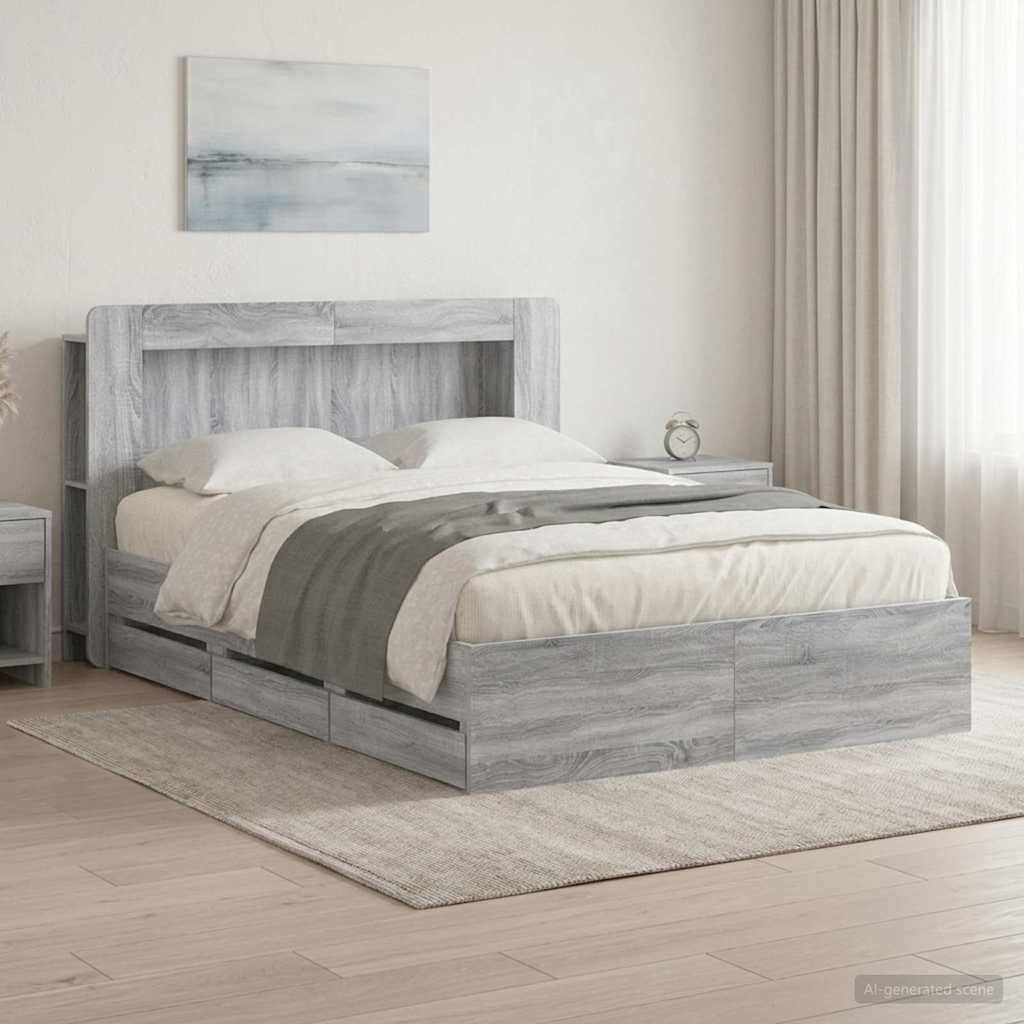 vidaXL Καλάθι με αποθήκη και κεφαλάρι Γκρι Sonoma 140 x 200 cm
