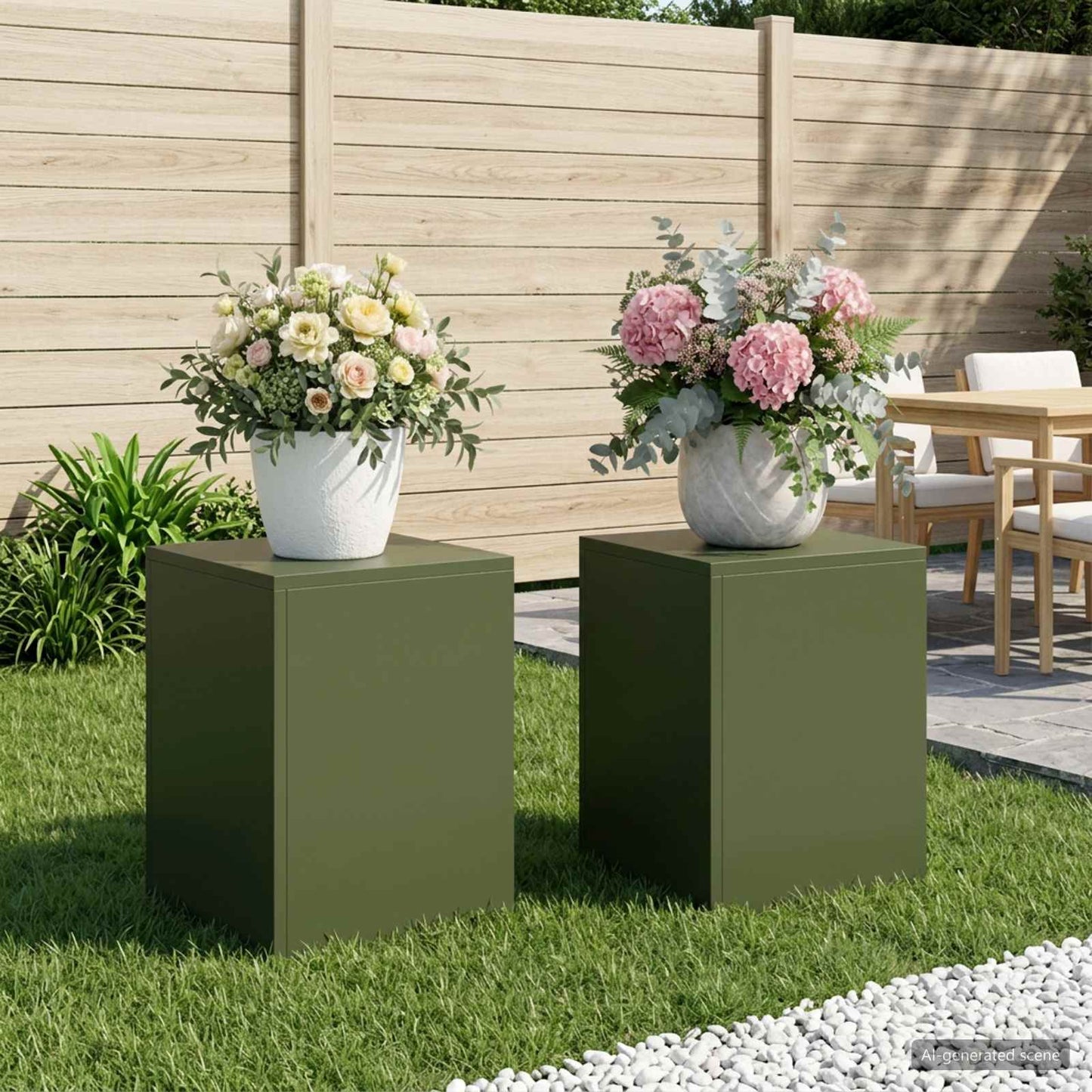 vidaXL Βάση φυτών 2 pcs Λαδί 30 x 30 x 40 cm Ατσάλι