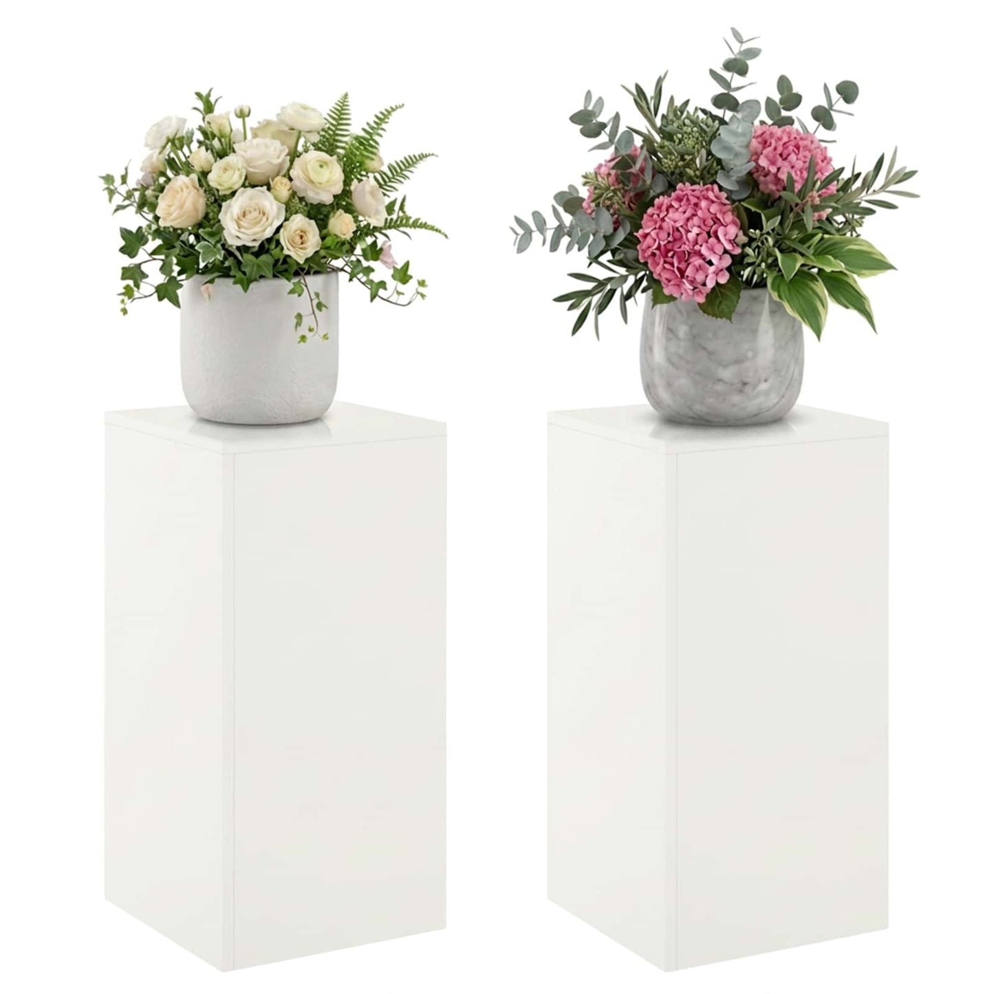 vidaXL Βάση φυτών 2 pcs Λευκό 30 x 30 x 60 cm Ατσάλι