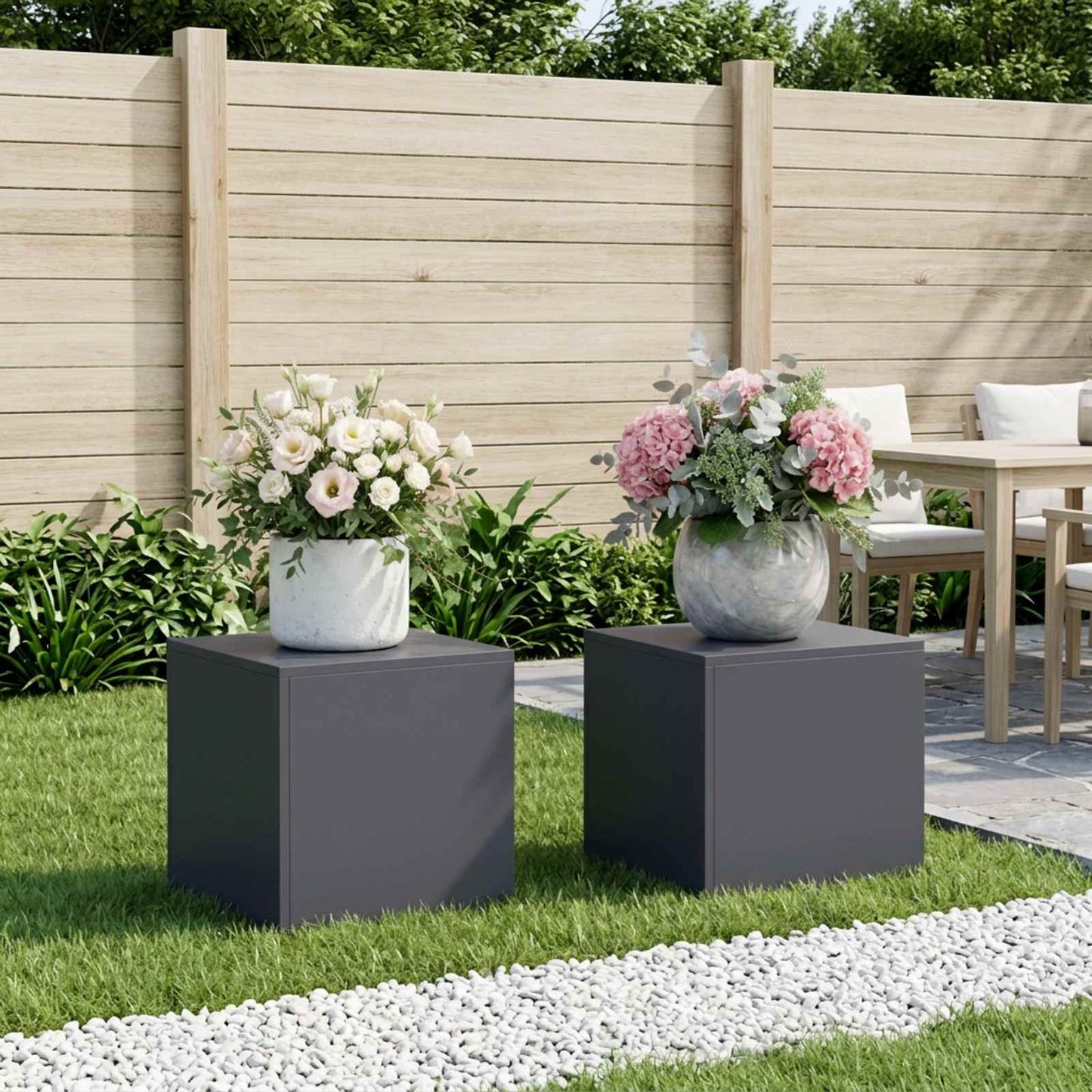 vidaXL Βάση φυτών 2 pcs Ανθρακί 40 x 40 x 40 cm Γαλβανισμένος Χάλυβας