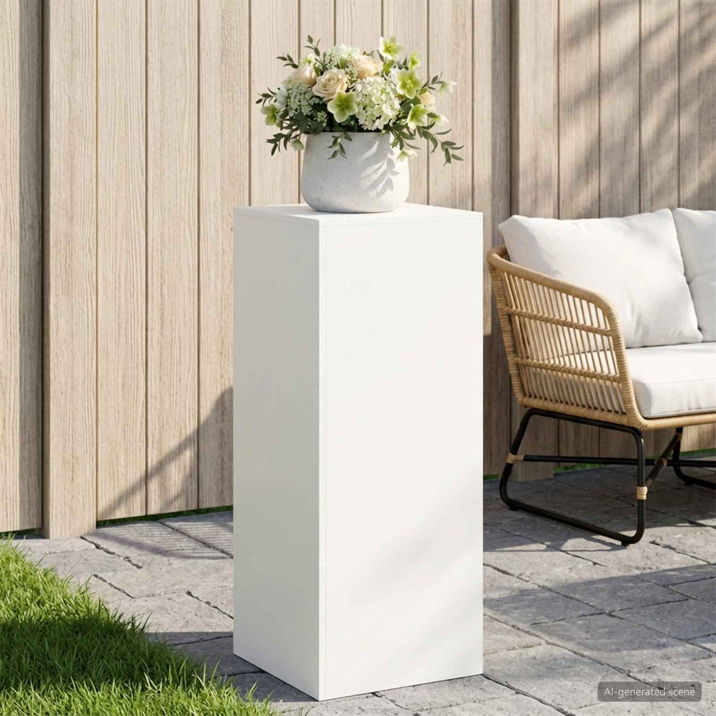 vidaXL Βάση φυτών Λευκό 40 x 40 x 100 cm Ατσάλι