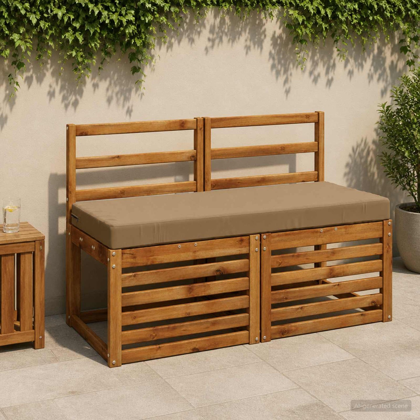 vidaXL Μαξιλάρι πάγκου SOEST 100% Πολυεστέρας Taupe 120 x 50 x 8 εκ.