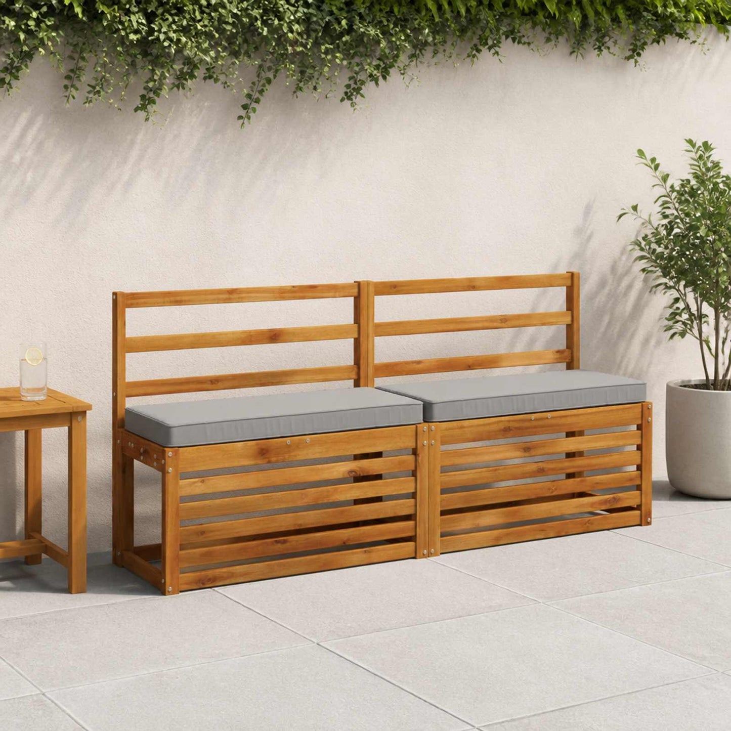 vidaXL Μαξιλάρια Πάγκου 2 Τεμαχίων VUGHT 2 pcs 100% Πολυεστέρας Γκρι