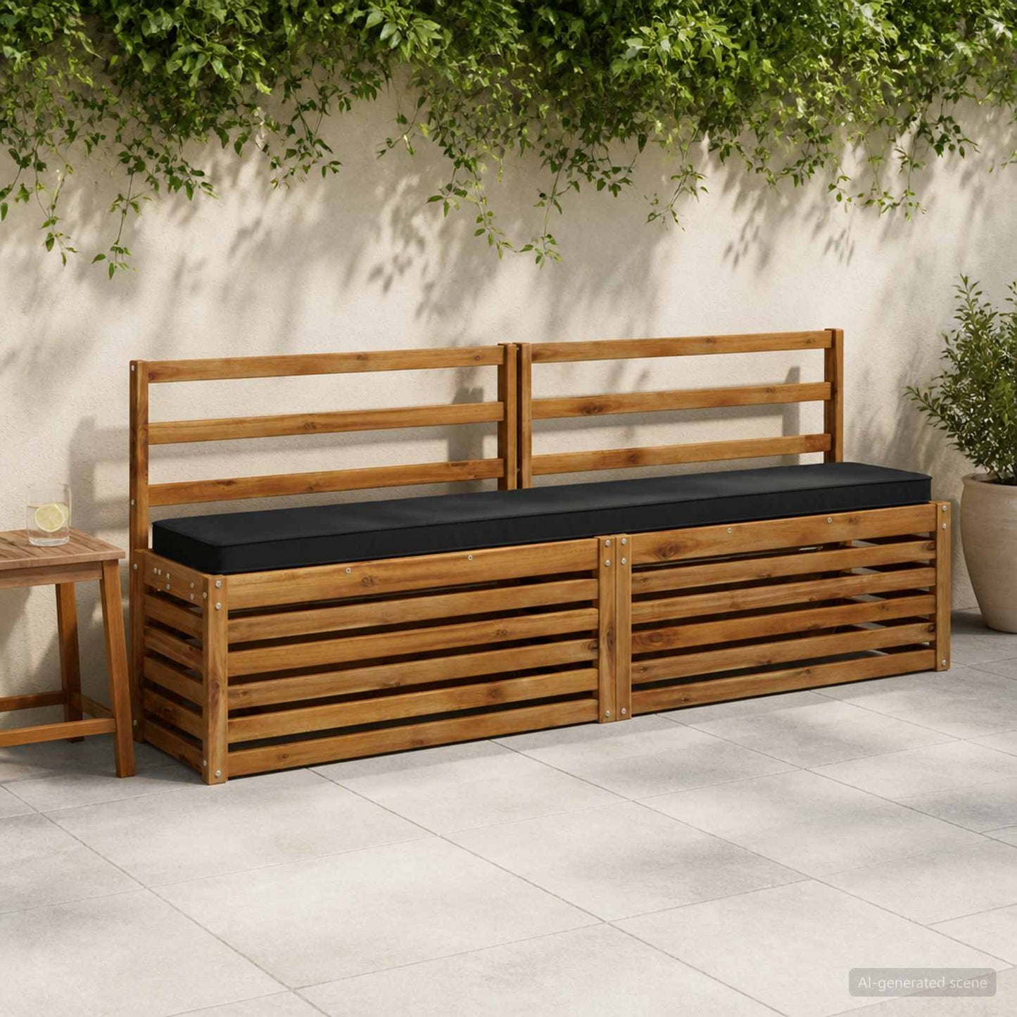 vidaXL Μαξιλάρια Πάγκου 2 Τεμαχίων VUGHT 2 pcs 100% Πολυεστέρας Μαύρο