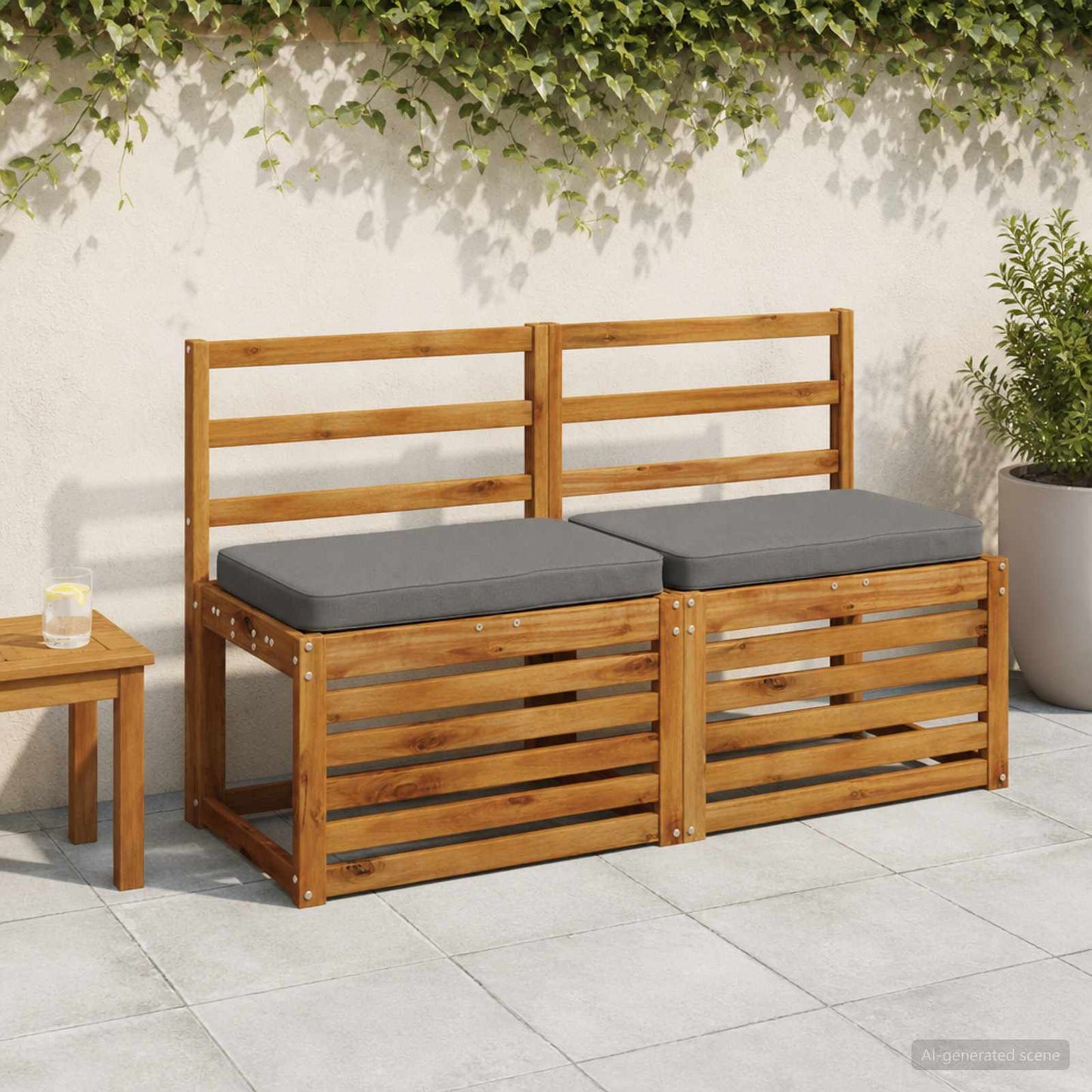 vidaXL Μαξιλάρια Πάγκου 2 Τεμαχίων VUGHT 2 pcs 100% Πολυεστέρας Γκρι