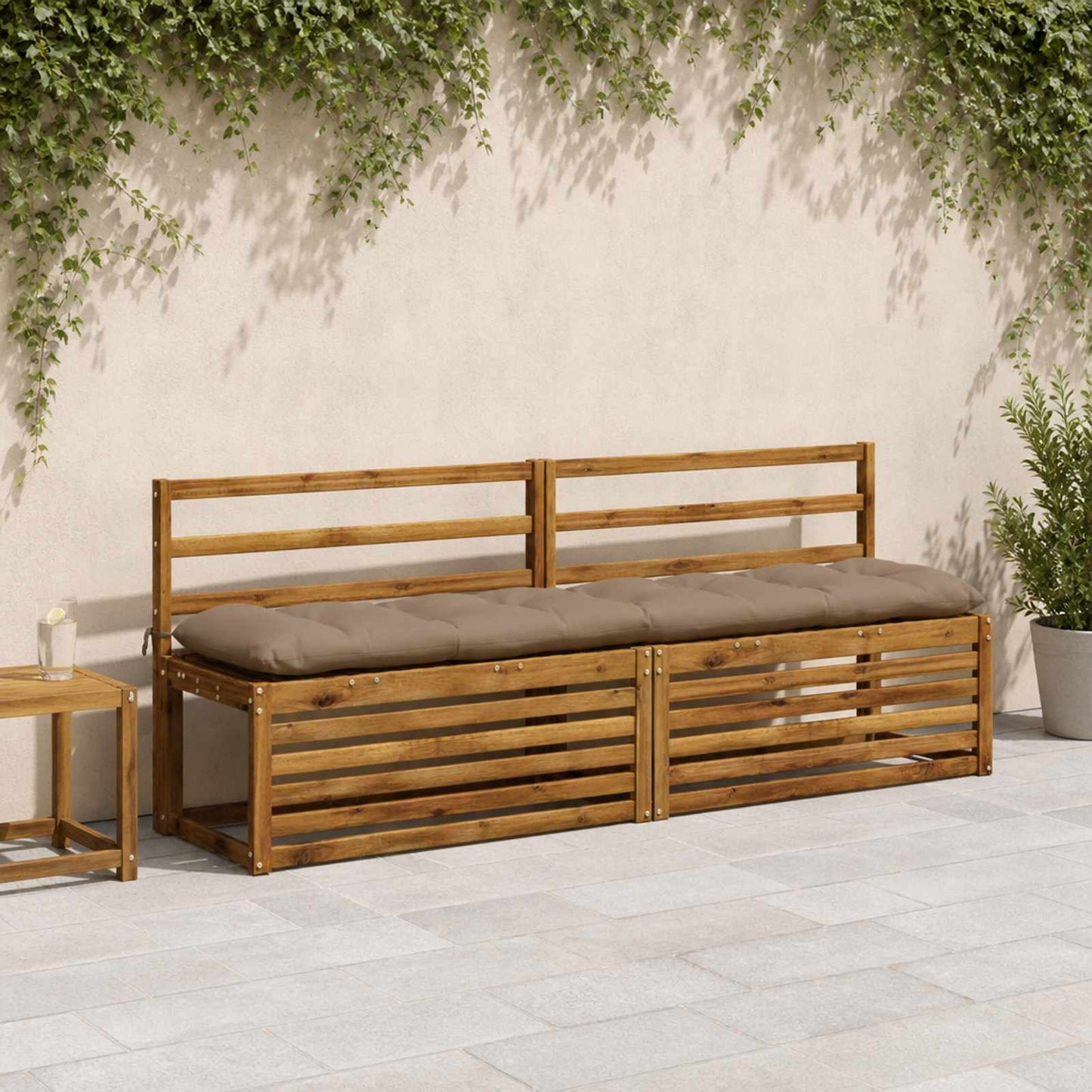 vidaXL Μαξιλάρι πάγκου VIANEN 100% Πολυεστέρας Taupe 200 x 40 x 12 εκ