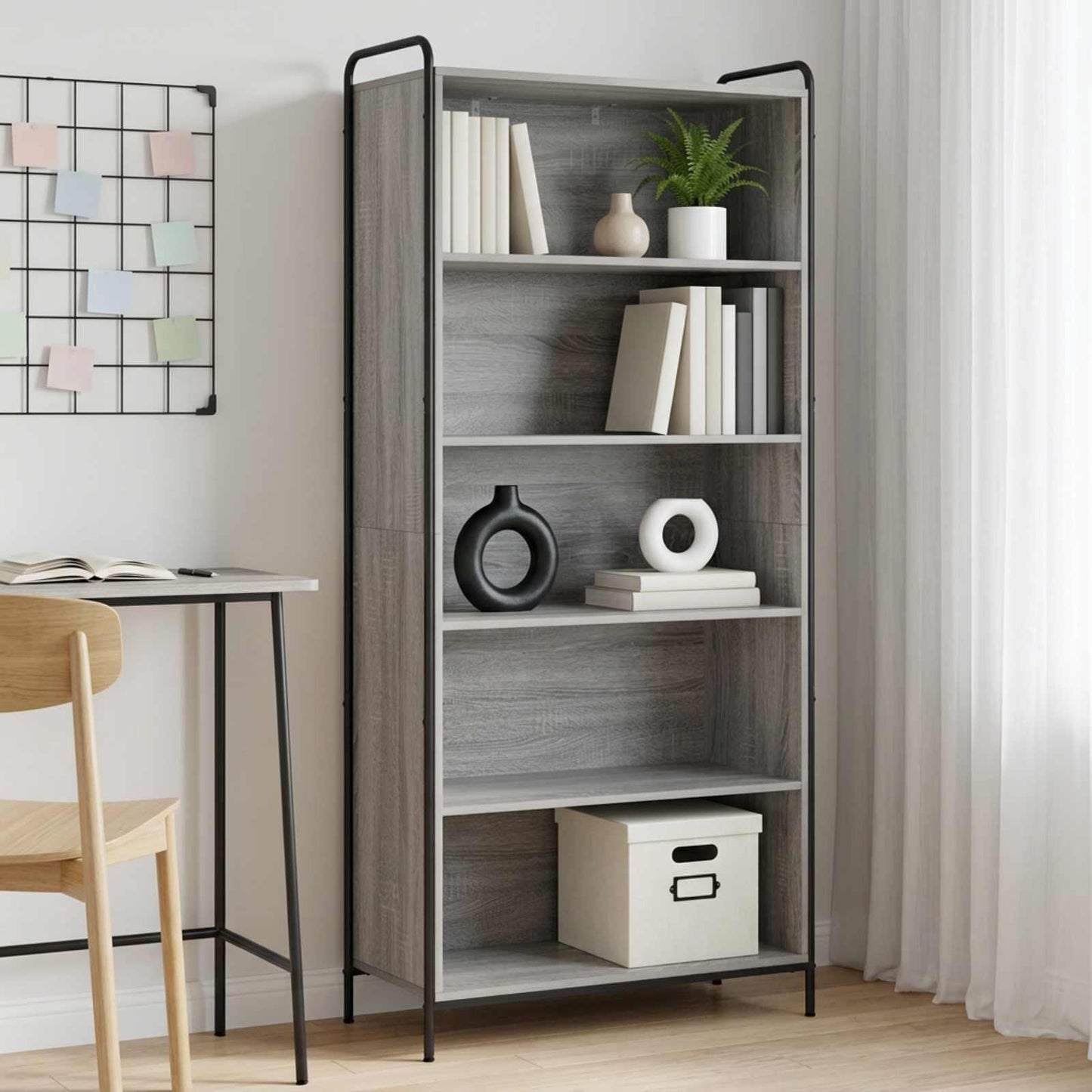 vidaXL Βιβλιοθήκη 55,5 x 33 x 174 εκ Επεξεργασμένο Ξύλο Γκρι Sonoma