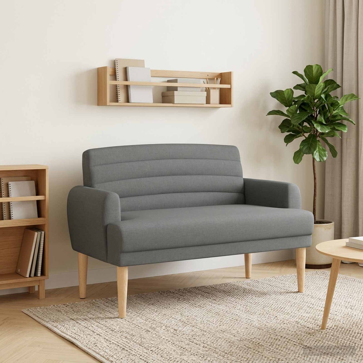 vidaXL Love seat με κουμπιά Σκούρο Γκρι 116 x 67 x 80 εκ. Ύφασμα