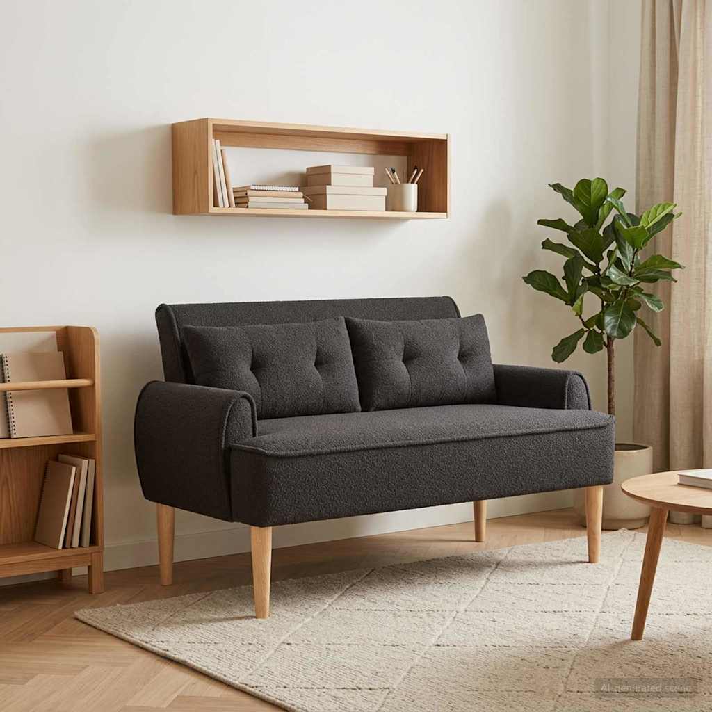 vidaXL Love seat με κουμπιά 2-θέσιο Μαύρο 117 x 67 x 77 εκ. Μπουκλέ
