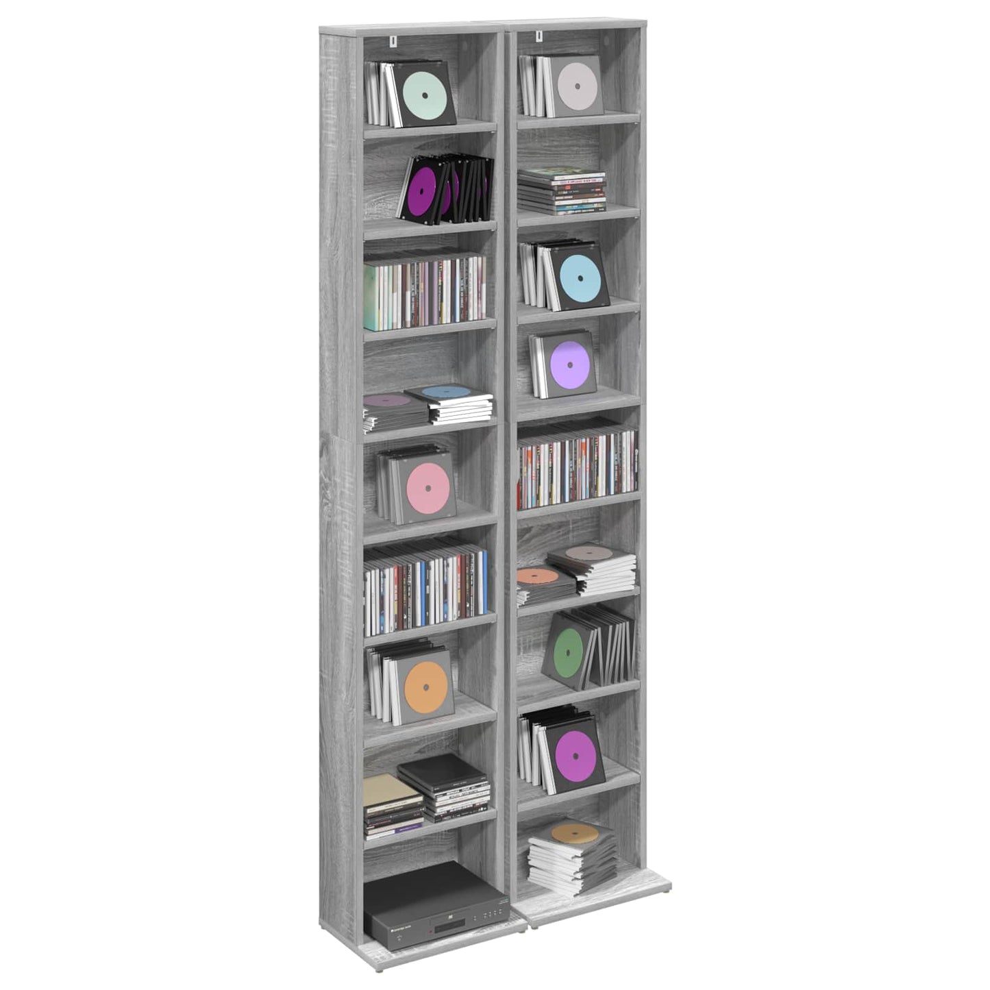 vidaXL Ντουλάπα CD 2 τμχ. Γκρι Sonoma 33 x 23,5 x 175 εκ.