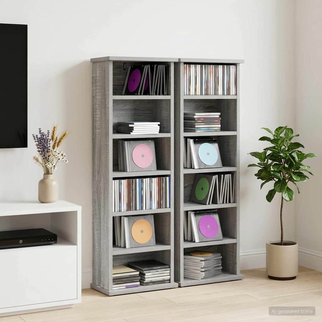 vidaXL Ντουλάπα CD 2 τμχ. Γκρι Sonoma 60 x 17 x 92 εκ.
