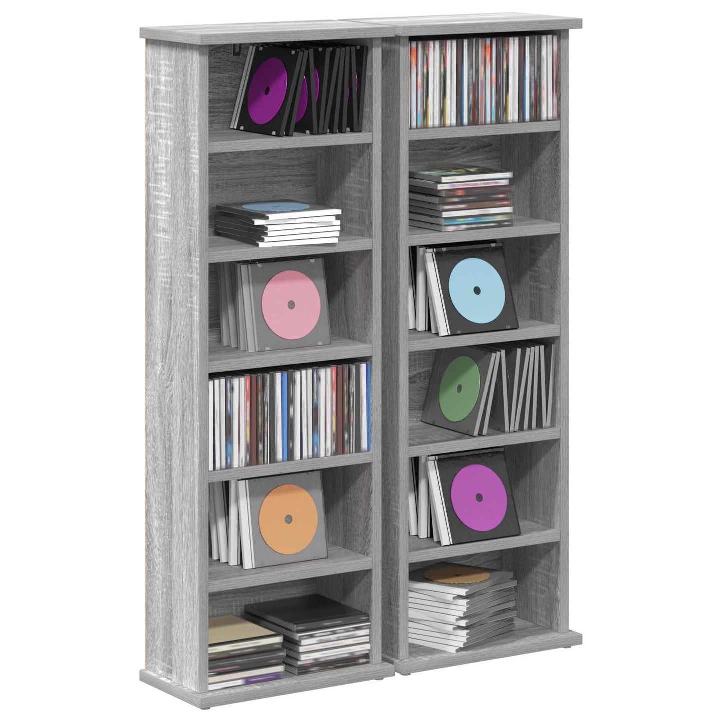 vidaXL Ντουλάπα CD 2 τμχ. Γκρι Sonoma 60 x 17 x 92 εκ.