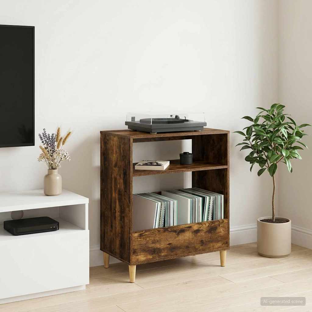 vidaXL Βάση πικάπ Καπνισμένο Ξύλο Δρυός 71 x 39,5 x 83 εκ.
