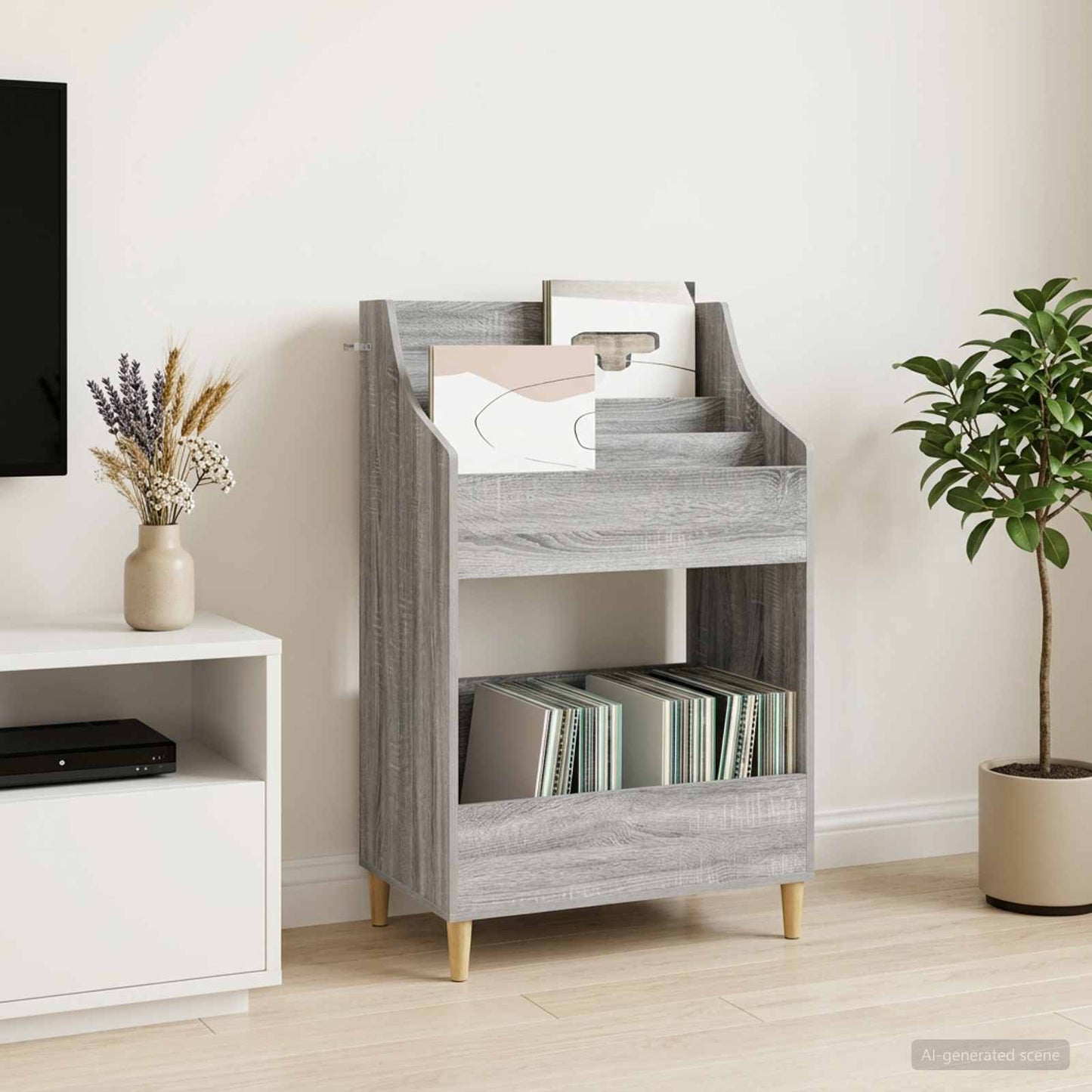 vidaXL Ράφια Μέσων Γκρι Sonoma 70,5 x 46 x 112 εκ. Επεξεργασμένο Ξύλο