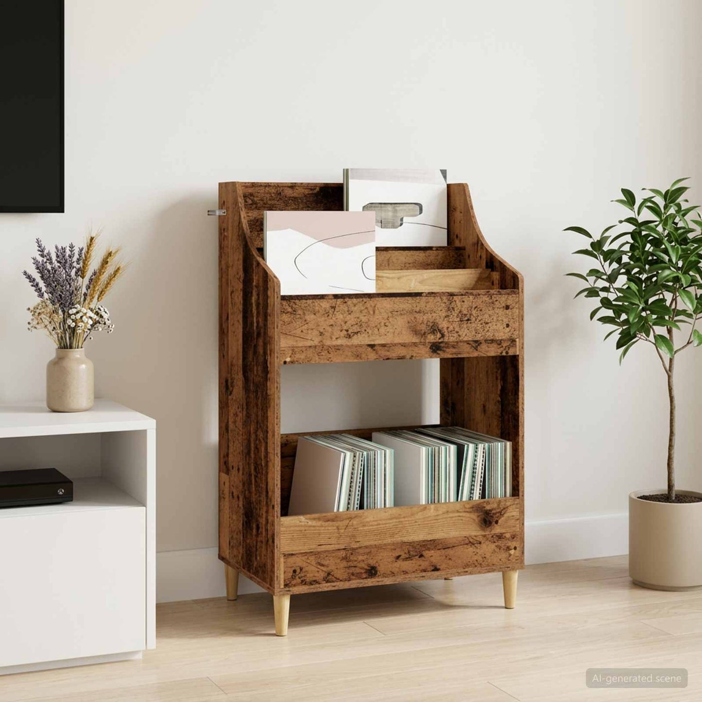 vidaXL Ράφια Μέσων Παλαιωμένο ξύλο 70,5 x 46 x 112 εκ.