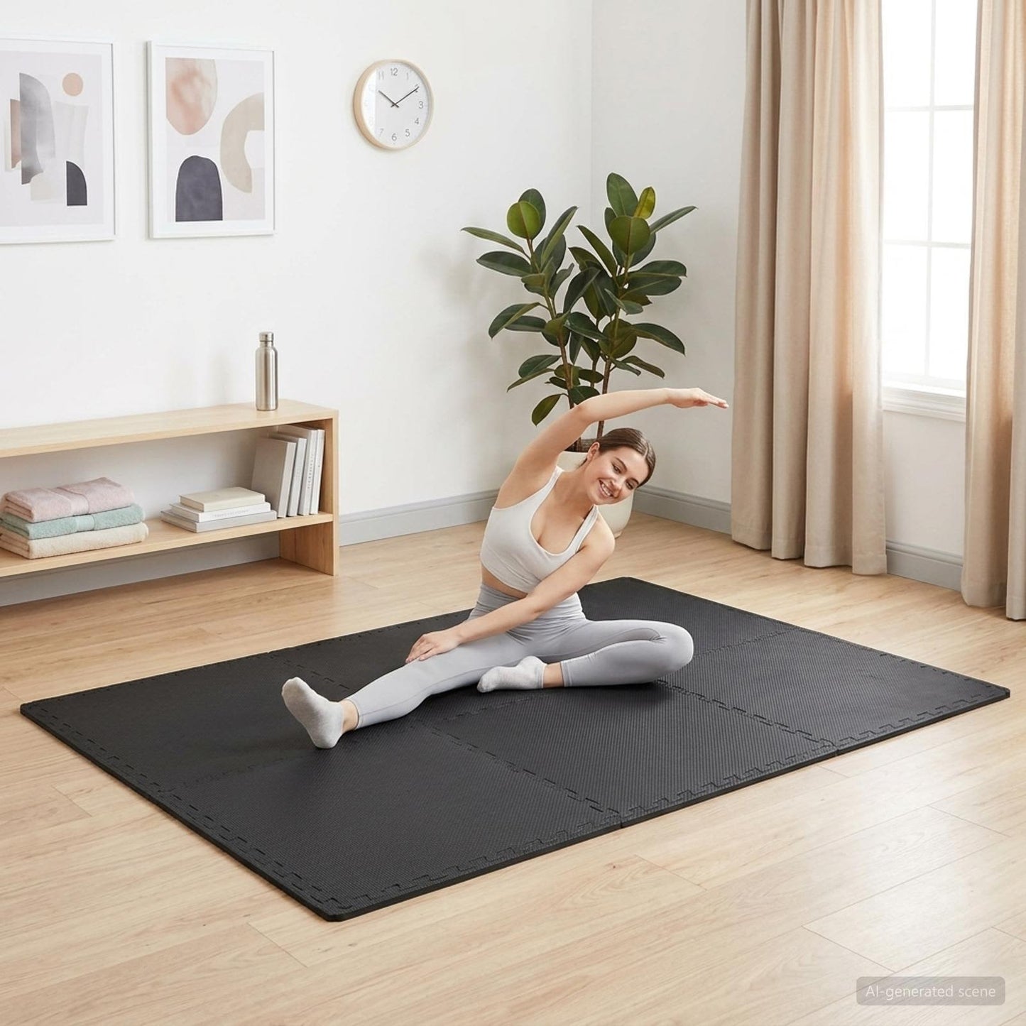 vidaXL Πατάκια 6 τμχ. Μαύρο 2,16 m² Φελιζόλ EVA