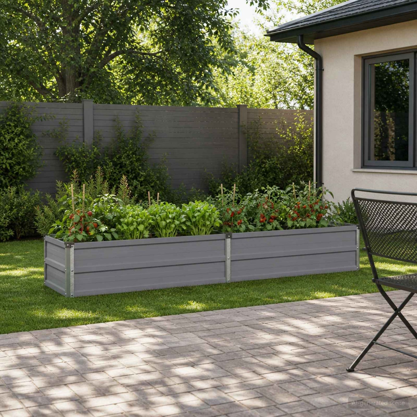vidaXL Υψωμένο Κρεβάτι Κήπου Γκρι 160 x 40 x 24 εκ.