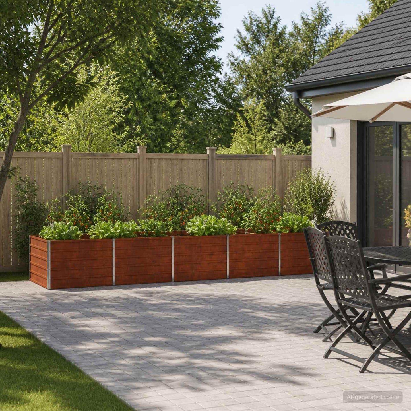 vidaXL Υψωμένο Κρεβάτι Κήπου Σκ rusty 400 x 80 x 55 εκ. κοντόν