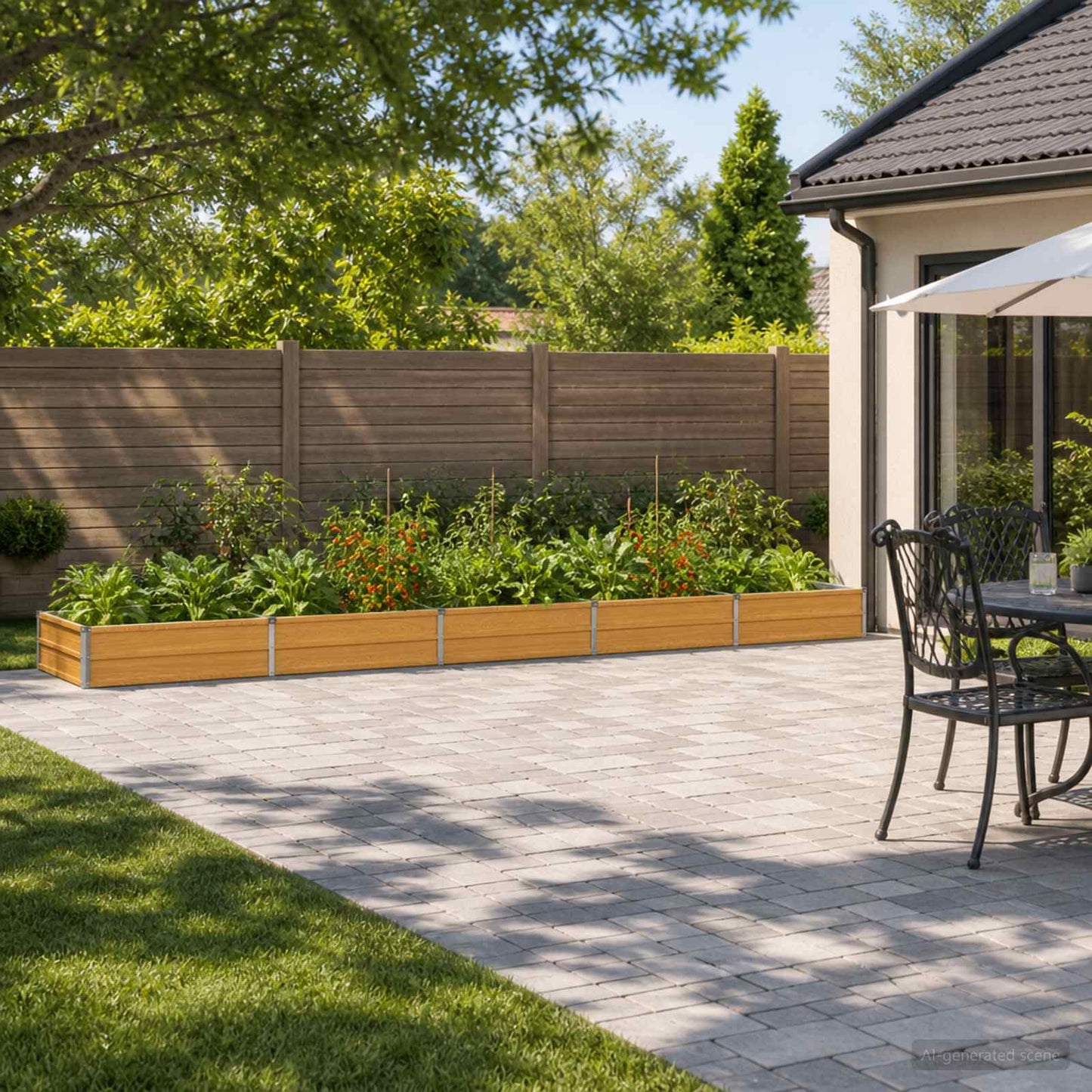 vidaXL Υψωμένο Κρεβάτι Κήπου Φυσικό 400 x 80 x 24 εκ.