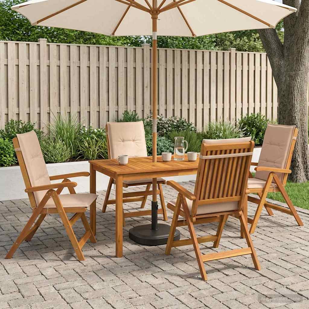 vidaXL 5-Piece Garden Dining Set 4-θέσια Μπεζ Στερεό Ξύλο Ακακίας