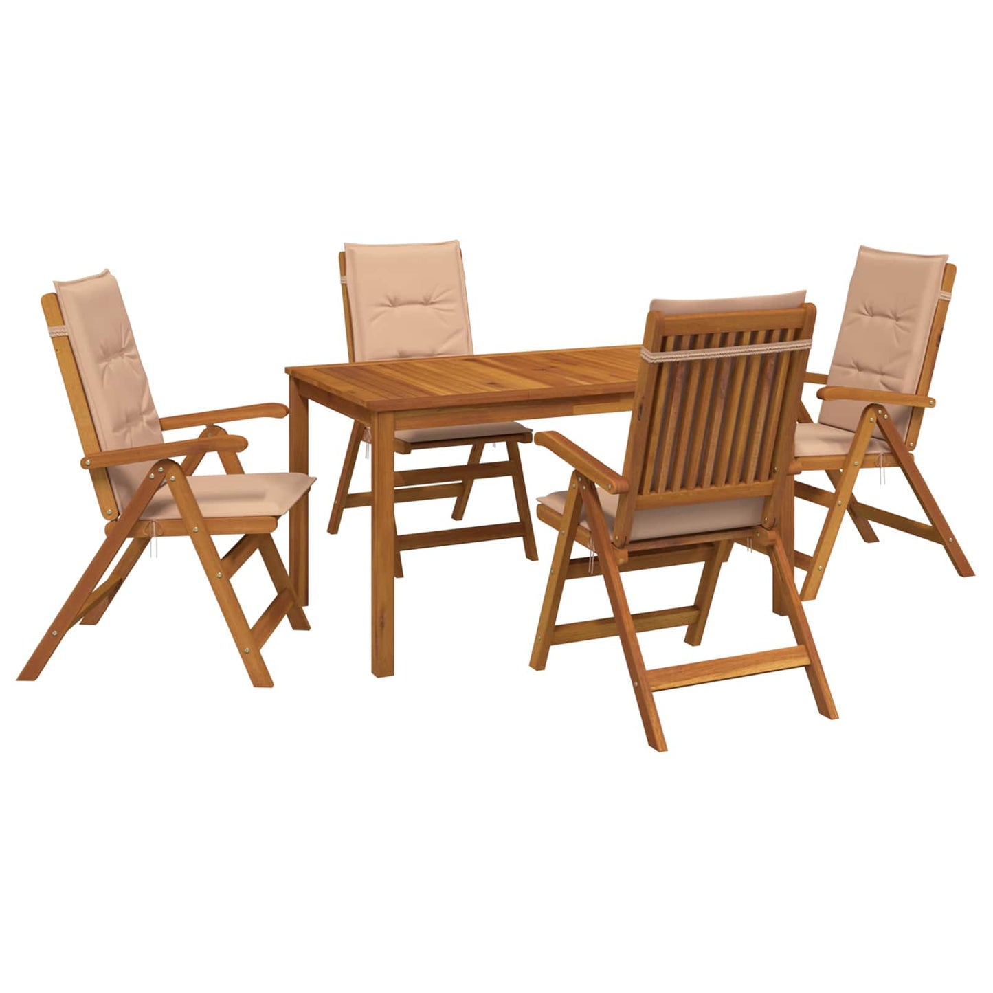 vidaXL 5-Piece Garden Dining Set 4-θέσια Μπεζ Στερεό Ξύλο Ακακίας