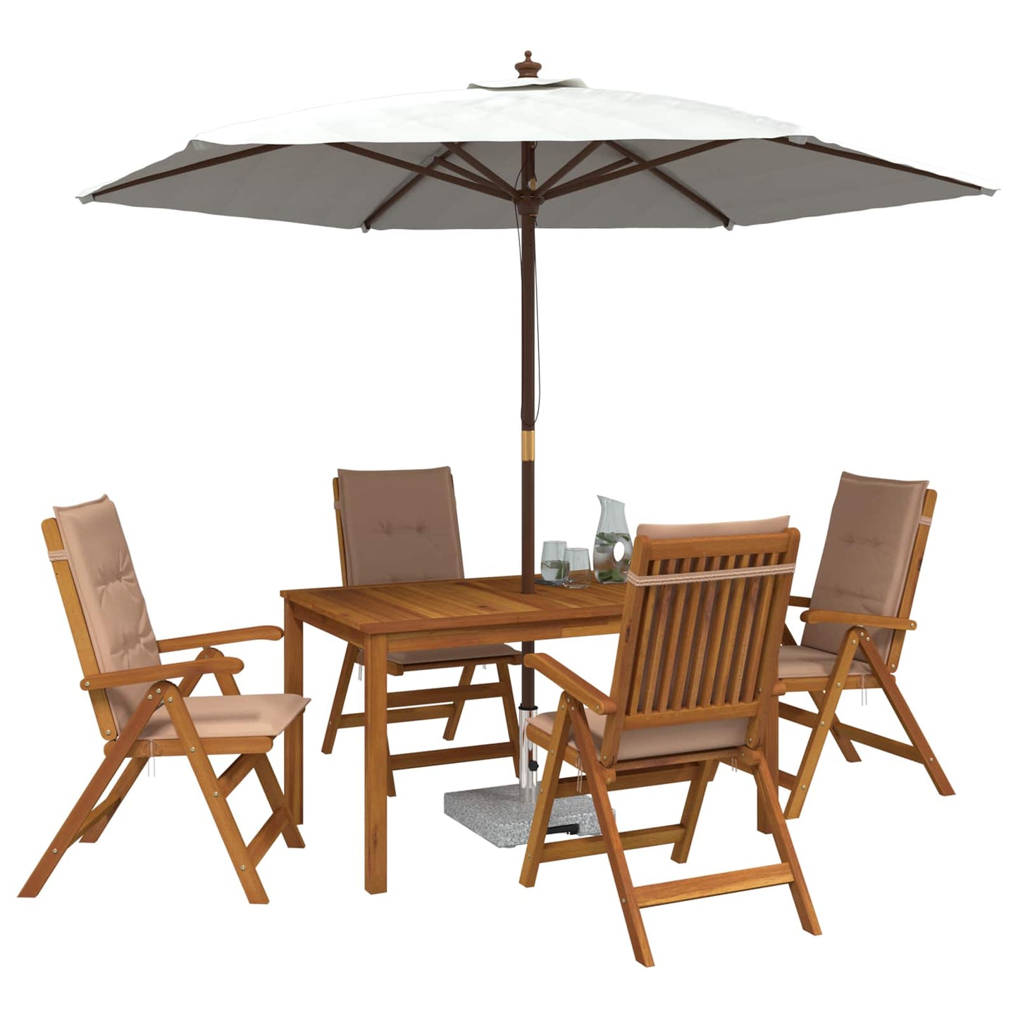 vidaXL 5-Piece Garden Dining Set 4-θέσια Μπεζ Στερεό Ξύλο Ακακίας