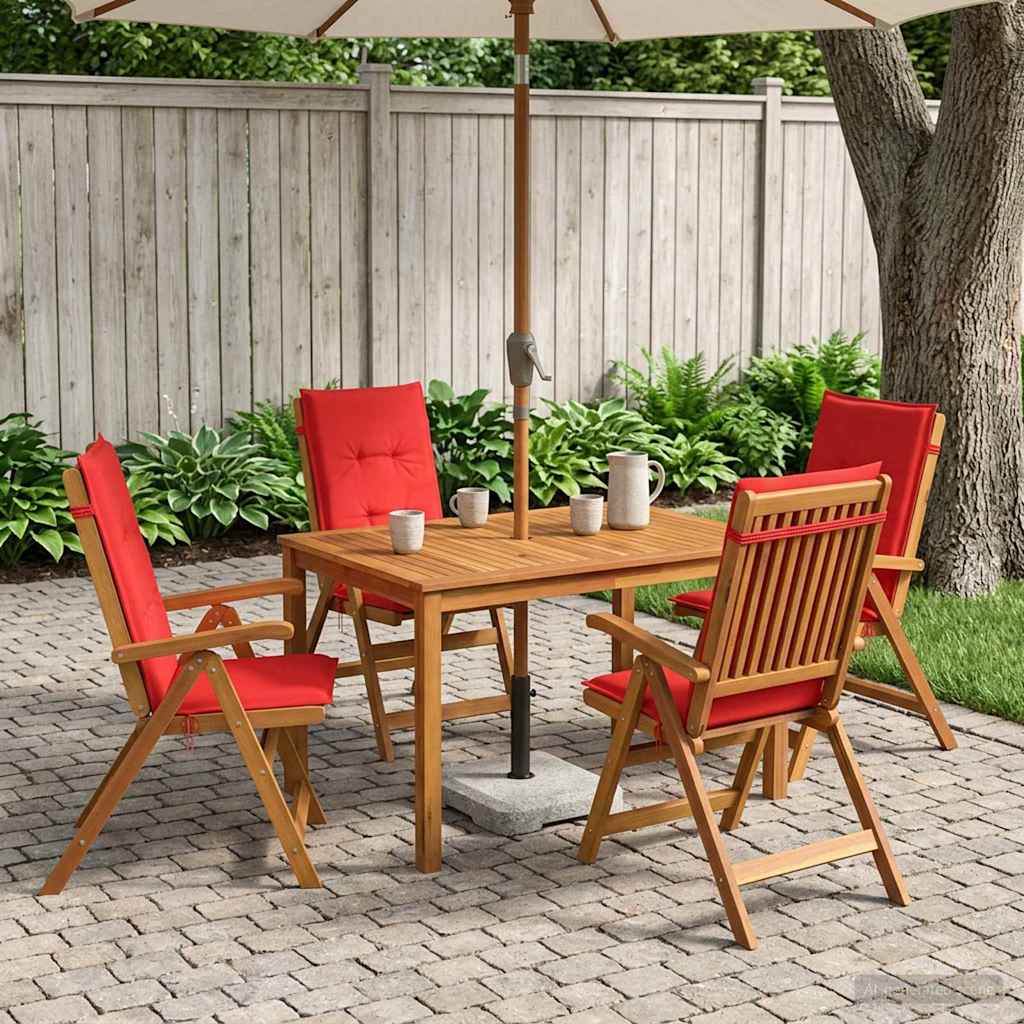 vidaXL 5-Piece Garden Dining Set 4-θέσια Κόκκινο Στερεό Ξύλο Ακακίας