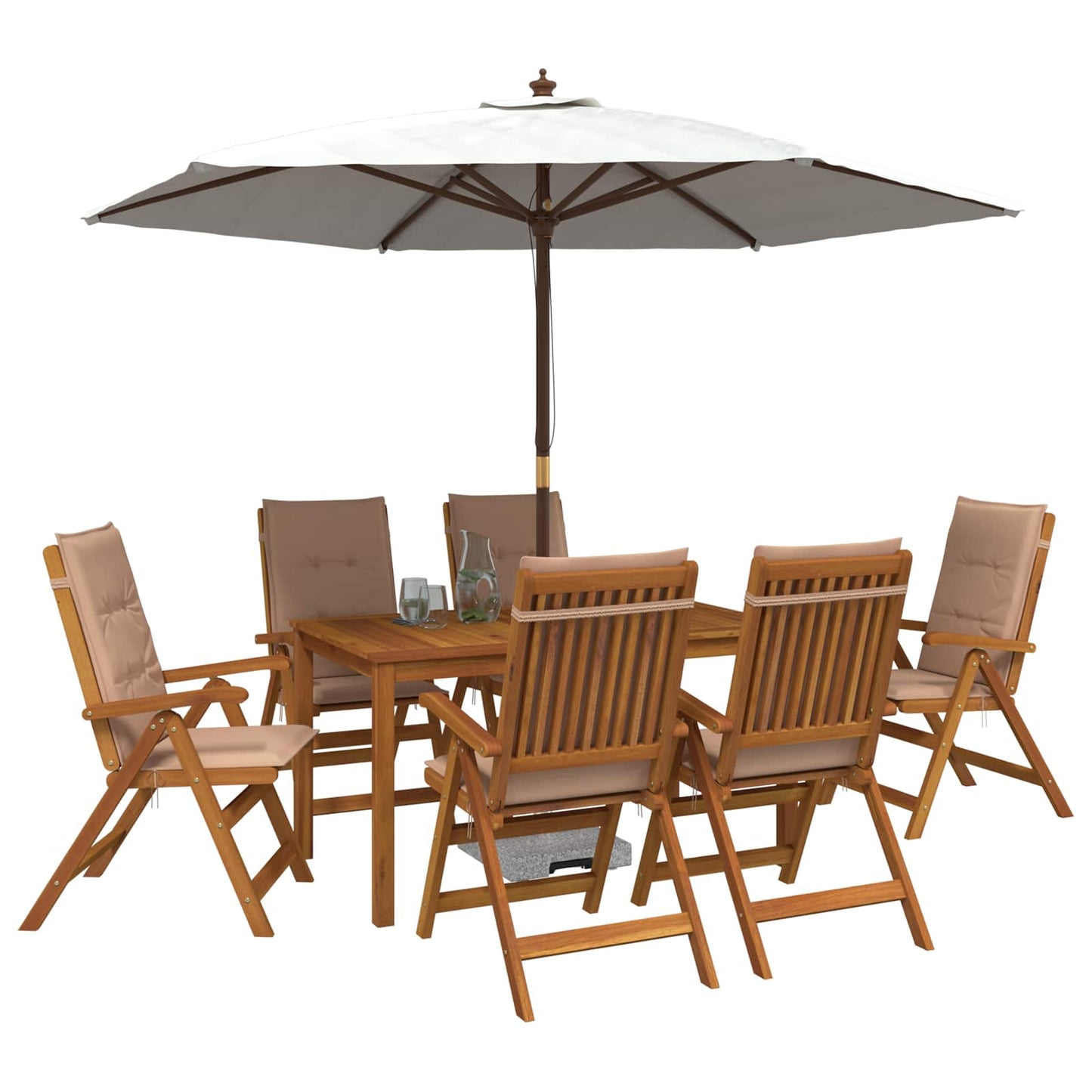 vidaXL 7-Piece Garden Dining Set 6-θέσια Μπεζ Στερεό Ξύλο Ακακίας