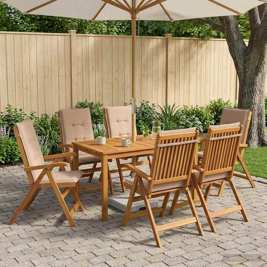 vidaXL 7-Piece Garden Dining Set 6-θέσια Taupe Στερεό Ξύλο Ακακίας