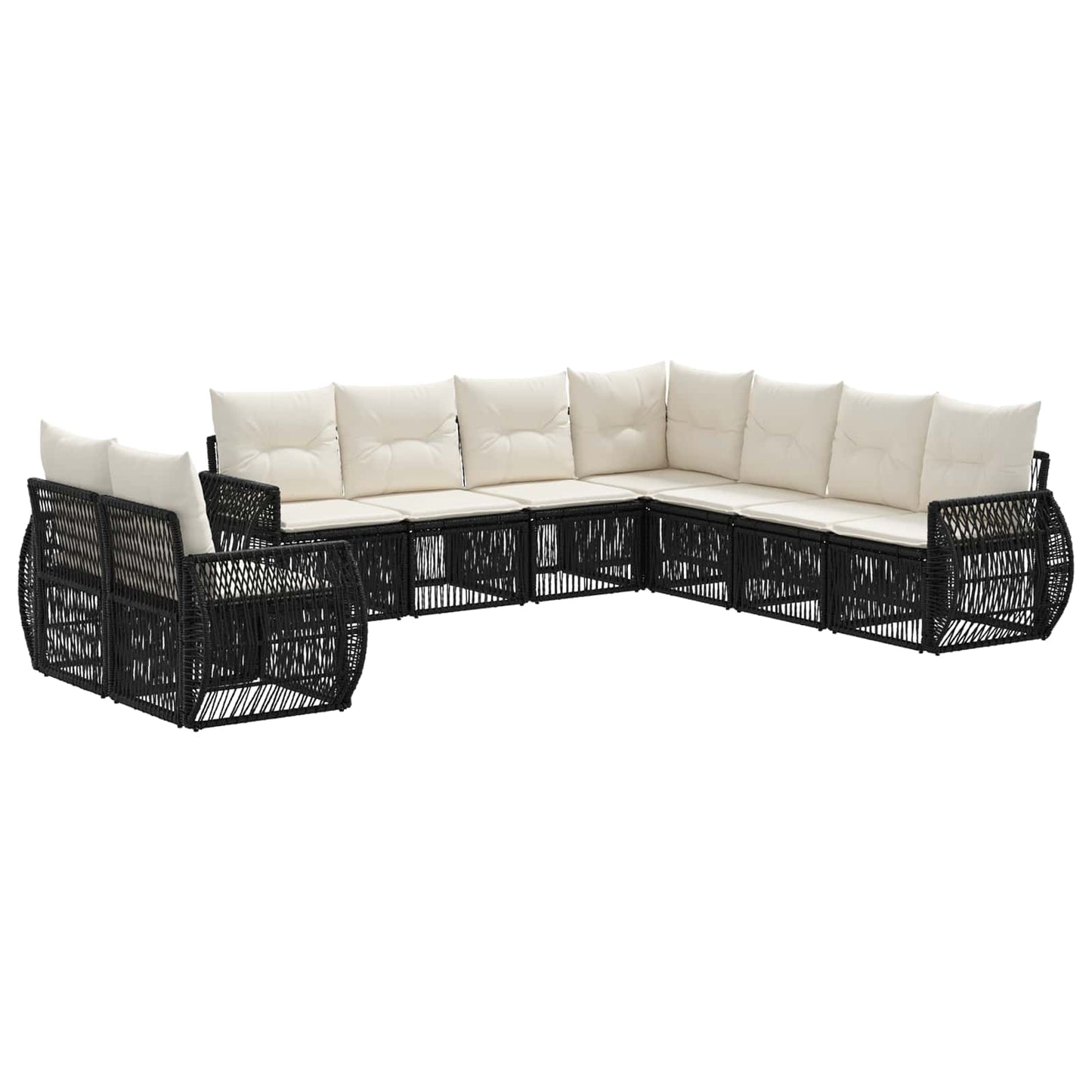 vidaXL Σετ Καναπέ Κήπου 9 τμχ. 9-θέσια Μαύρο και Κρεμ Λευκό