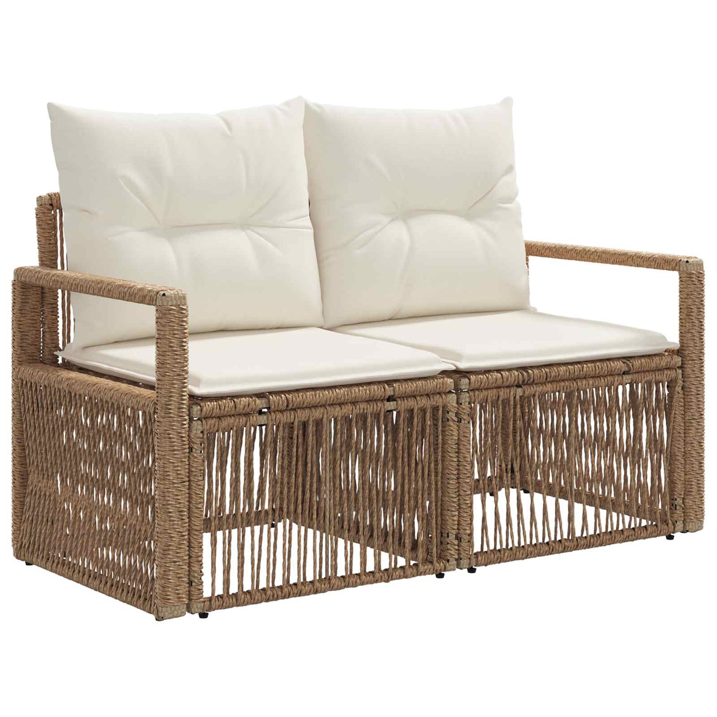vidaXL Σετ Καναπέ Κήπου 4 τμχ. Μπεζ και Κρέμ συνθετικό ρατάν