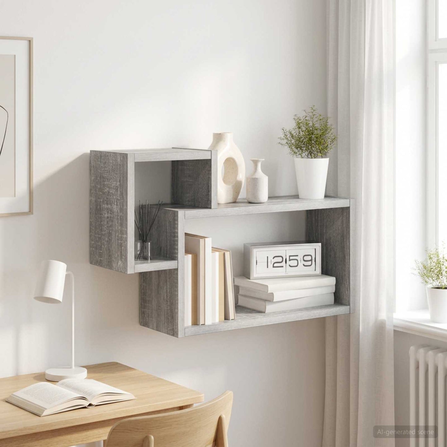 vidaXL Ράφι Τοίχου Επιτοίχιο Γκρι Sonoma 55 x 15 x 35 εκ.