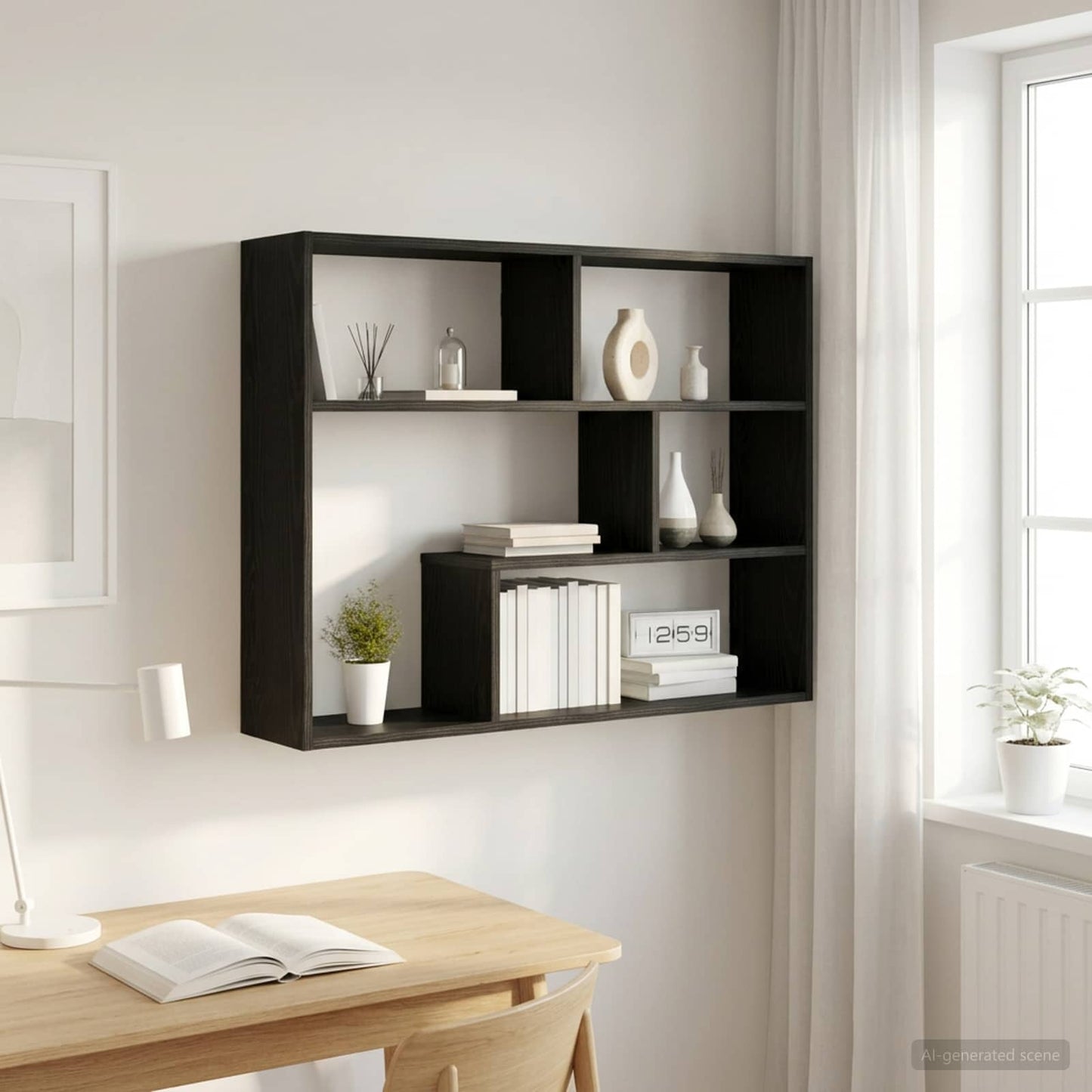 vidaXL Ράφι Τοίχου Μαύρη Δρυς 95 x 20 x 69,5 εκ.